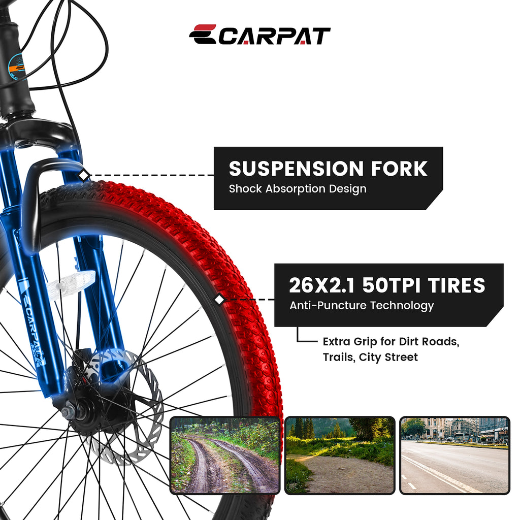 Carpat City-Cruizer™ – 26" Performance Mountain Bike (Black-Blue) - enhanced image 8