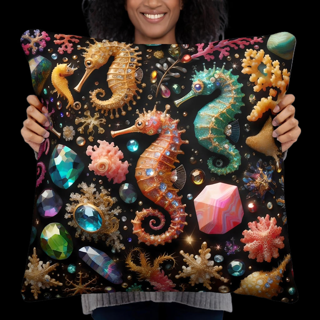 Seahorse Pillow Cushion Ocean Decor | US/EU Warehouse | Nautical Cushion 22 x 22 - enhanced image 8