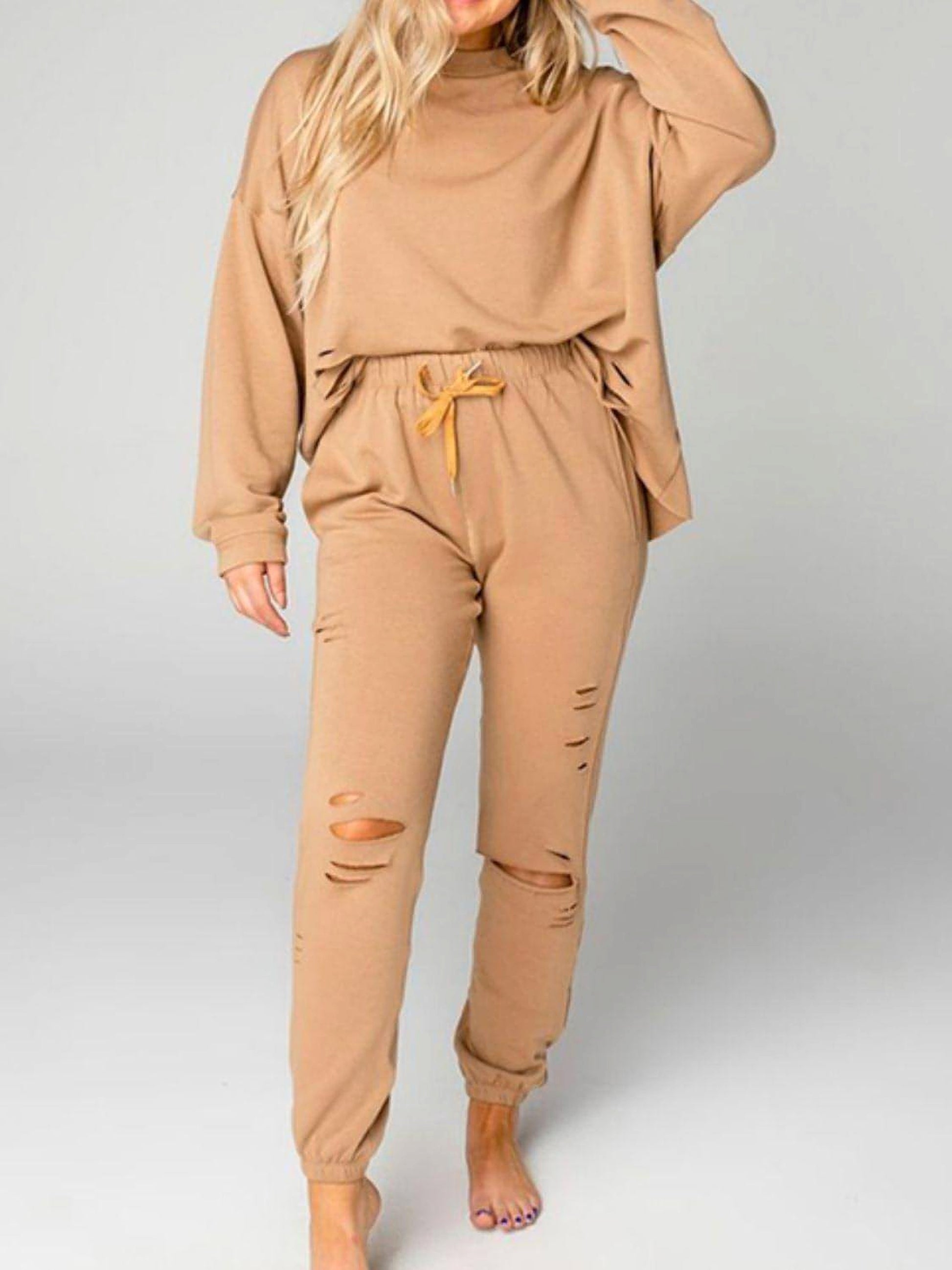 Distressed Sweatshirt and Joggers Set - enhanced image 8