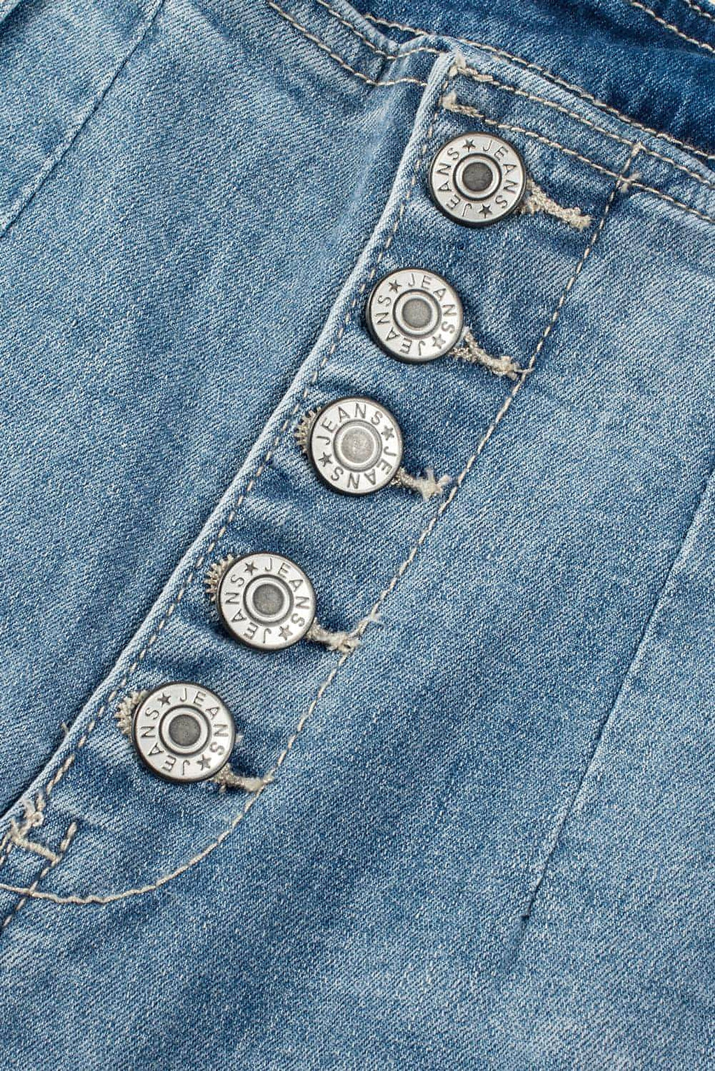 Dusk Blue Multi Buttons Medium Wash Straight Loose Leg Jeans - enhanced image 8