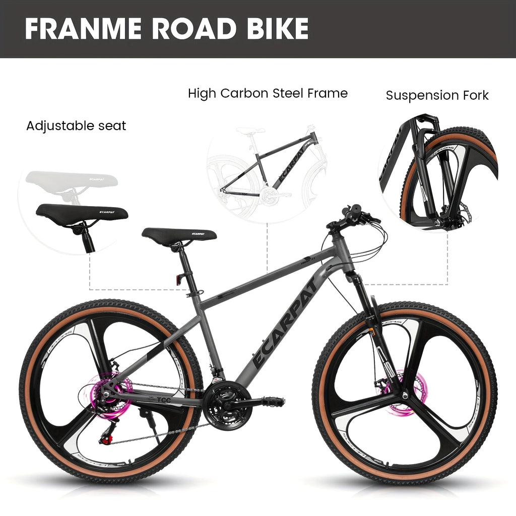 Ecarpat™ Racing MODERNA – 27.5" Hybrid MTB (21-Speed, Dual Disc, Black-Orange) - enhanced image 8
