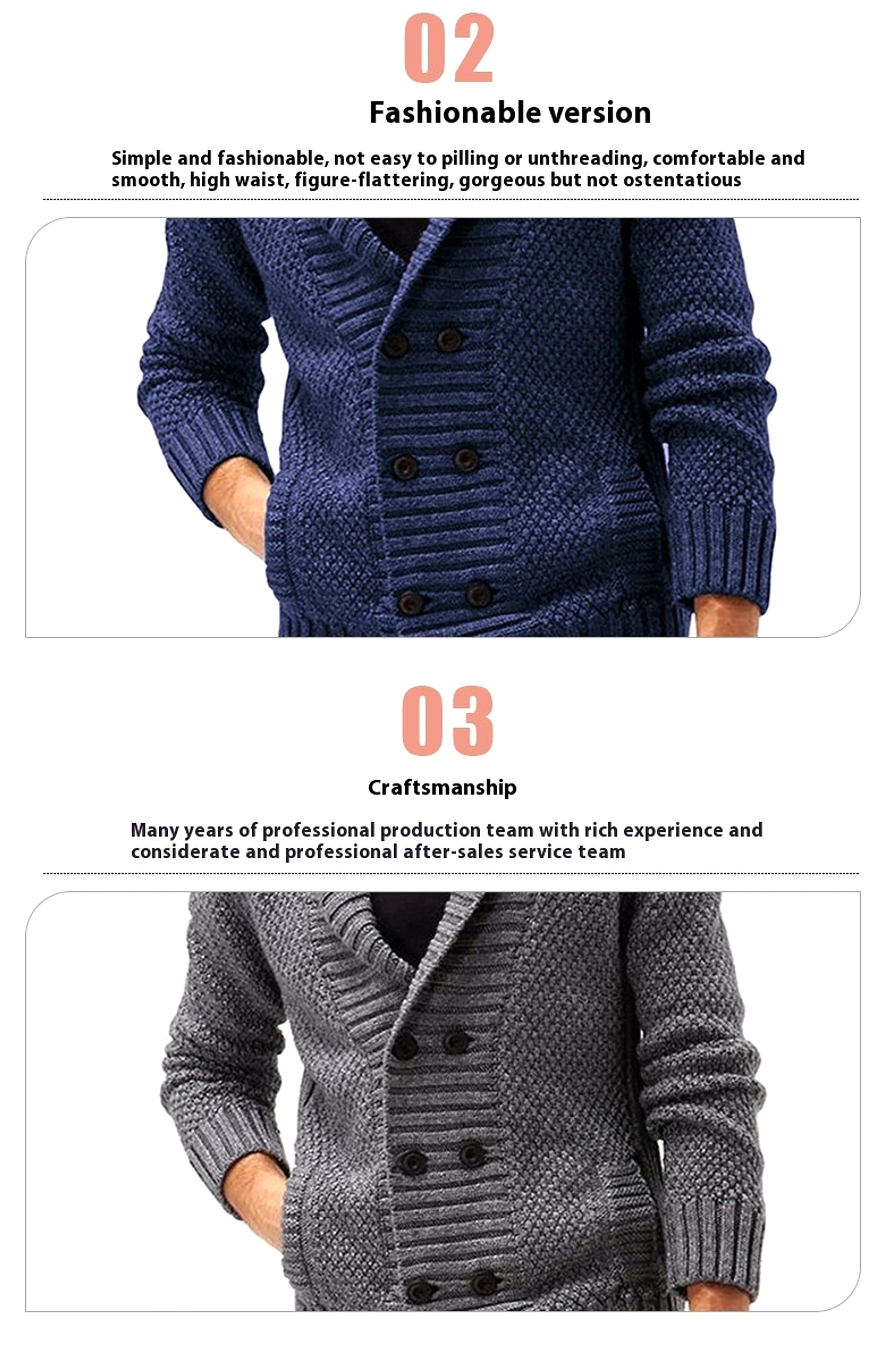 Fashion Simple Solid Color Men's Comfortable Long Sleeve Lapel Sweater - enhanced image 8