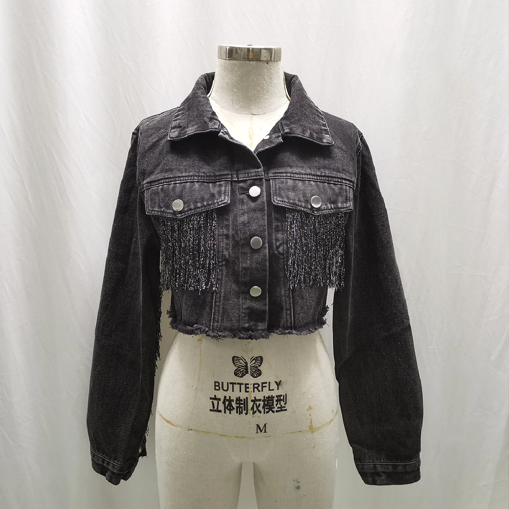 A1. Fashion Tassel Stitching Do The Old Cowboy Jacket For Women - enhanced image 8