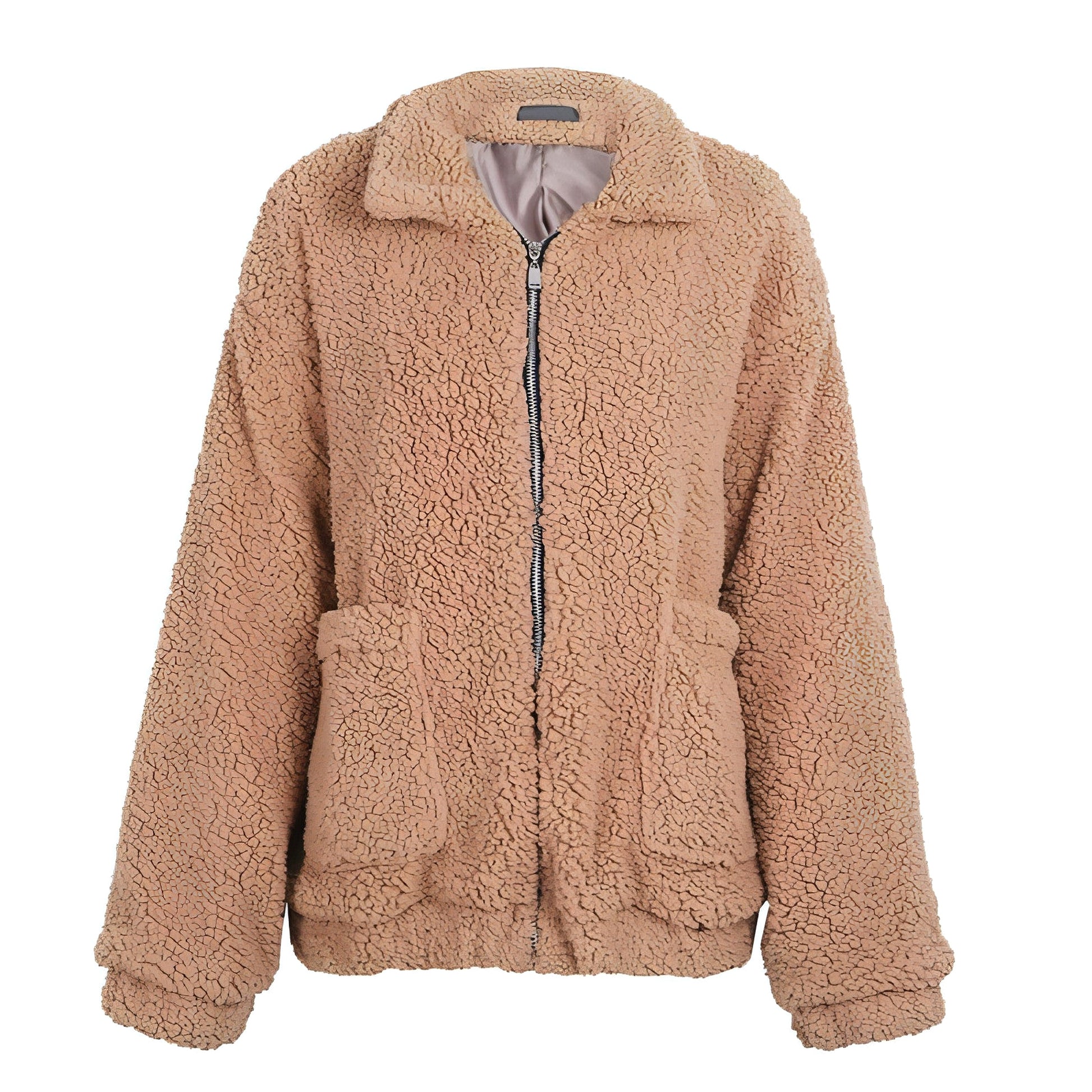 Faux lambswool oversized jacket coat Winter black warm hairly jacket Women autumn outerwear - enhanced image 8