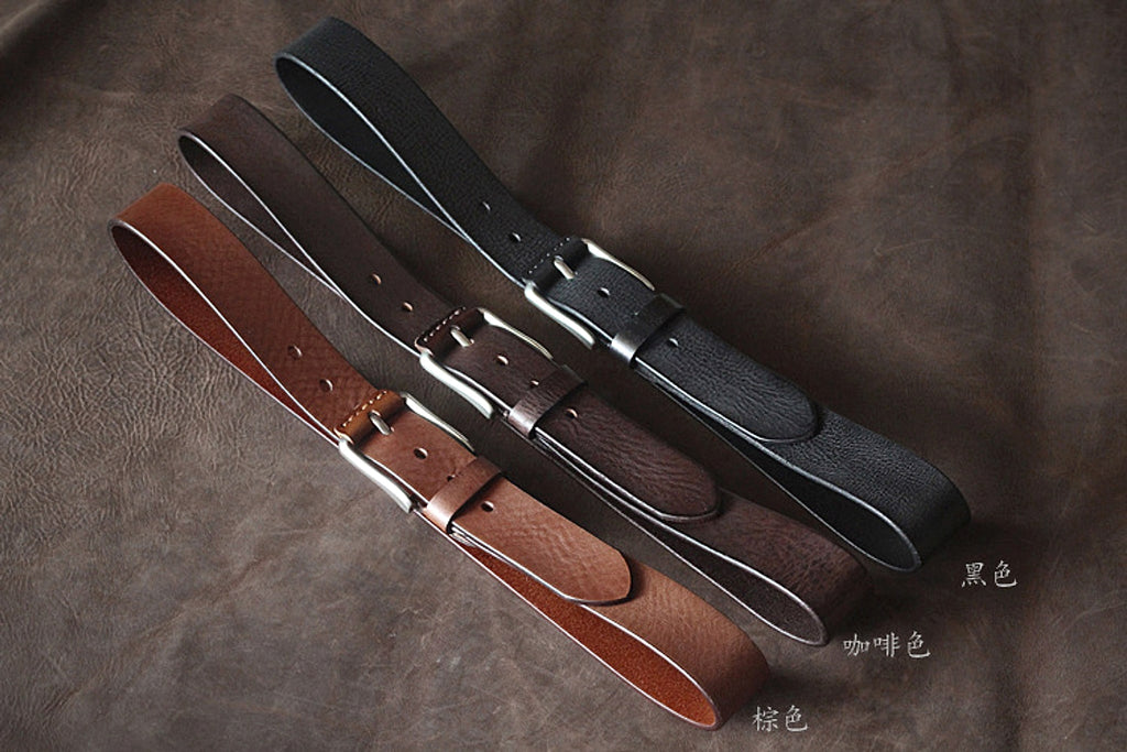 First Layer Cowhide Handmade Belt Men's Pin Buckle Belt - enhanced image 8