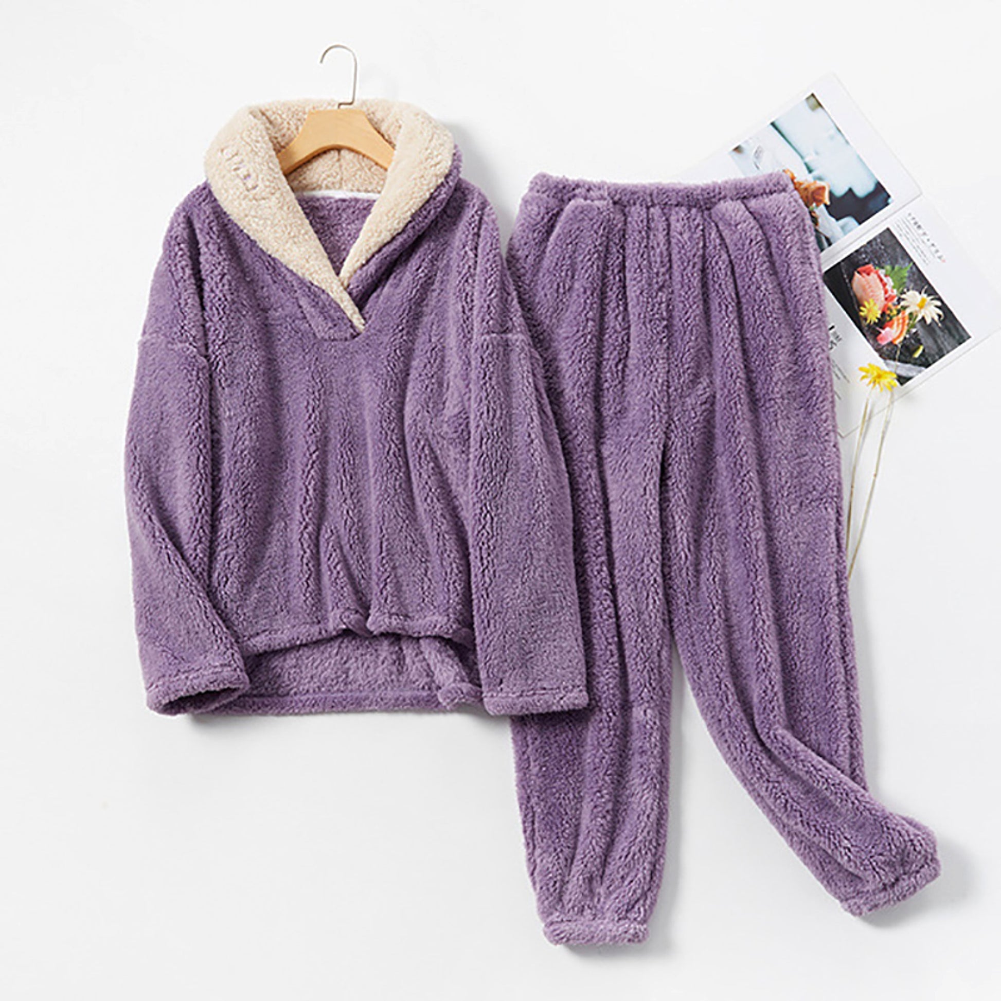 Flannel Pajamas Pajamas Set Thickening Couples Home Service - enhanced image 8