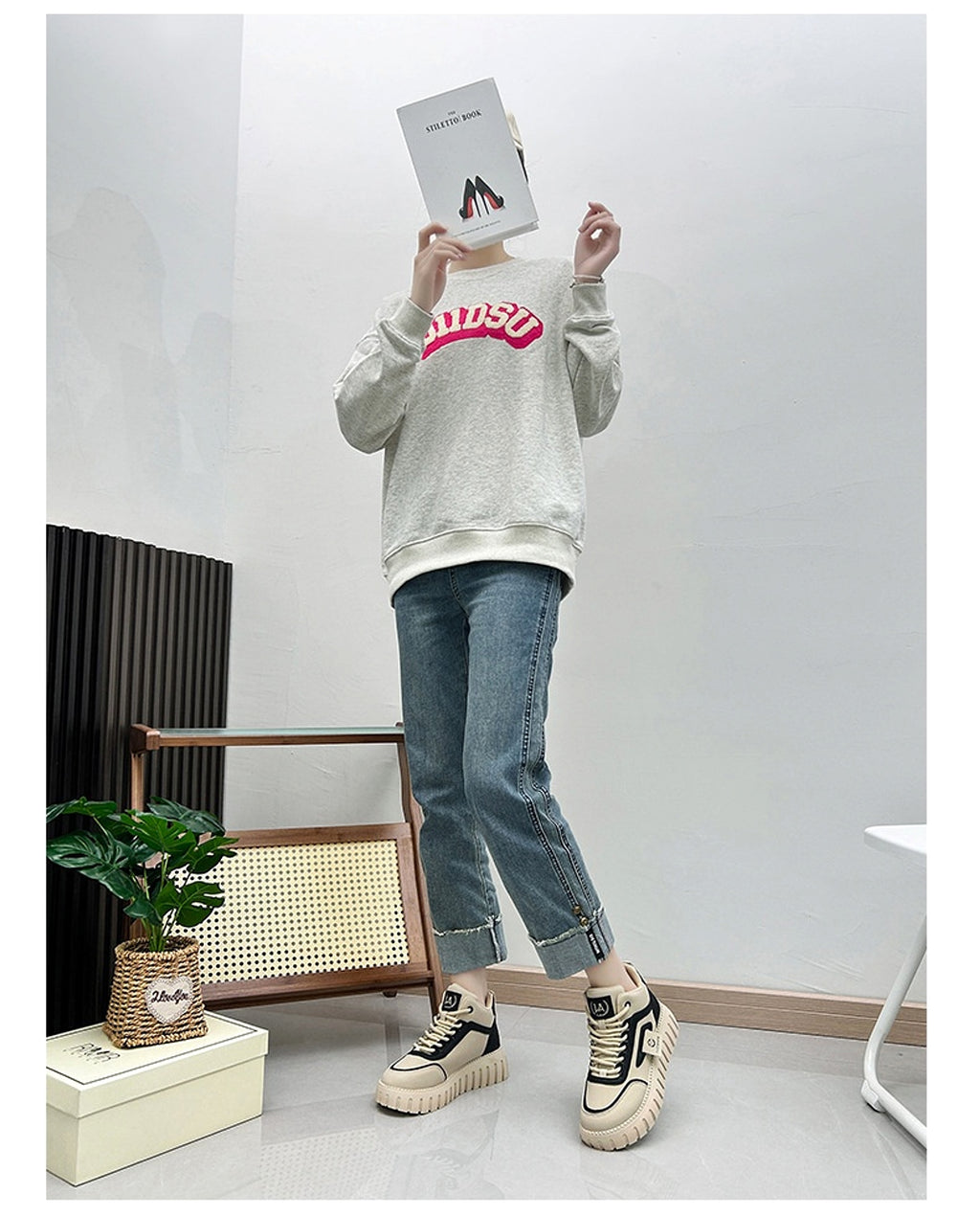 Fleece-lined Warm White Shoes For Women High-top Board Shoe - enhanced image 8