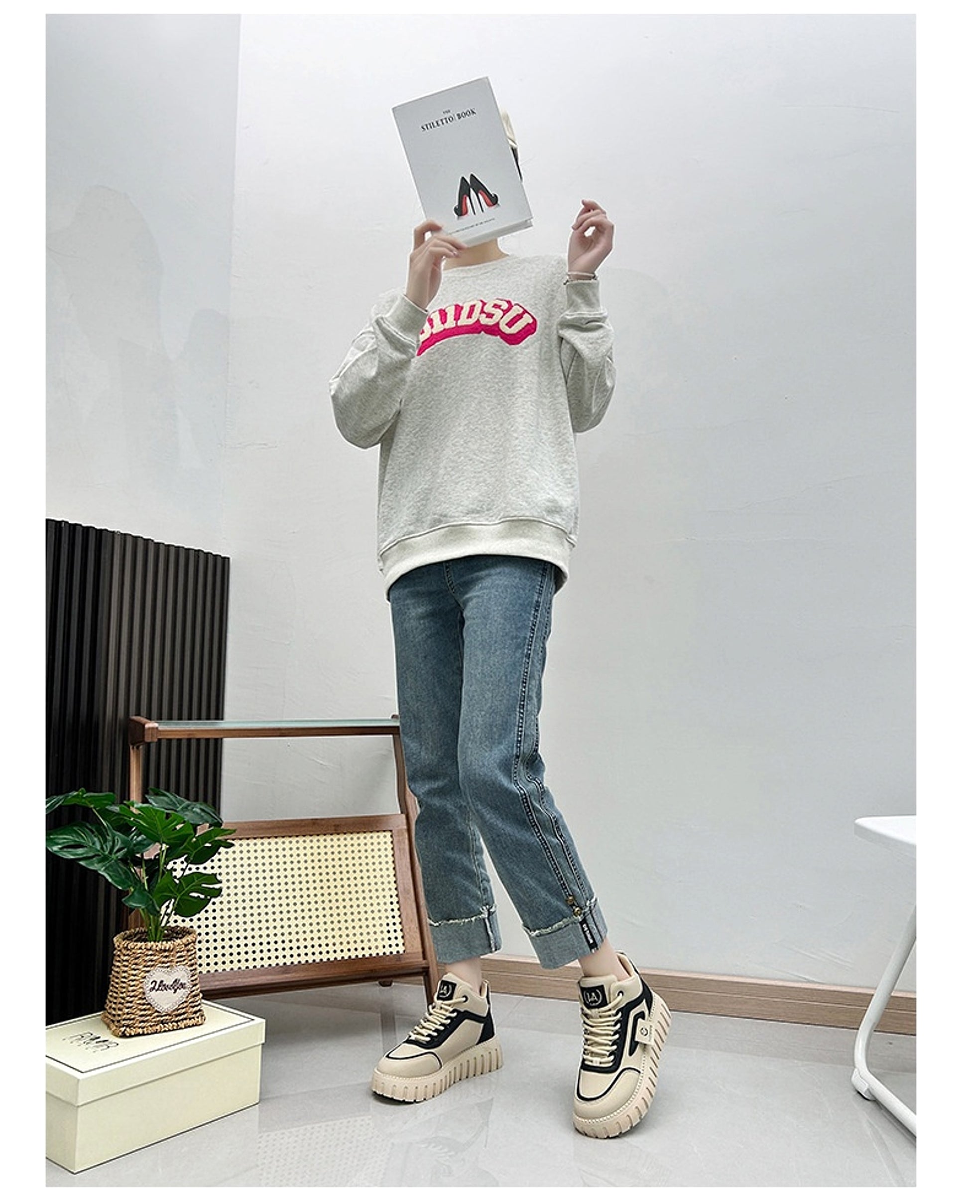 Fleece-lined Warm White Shoes For Women High-top Board Shoe - enhanced image 8