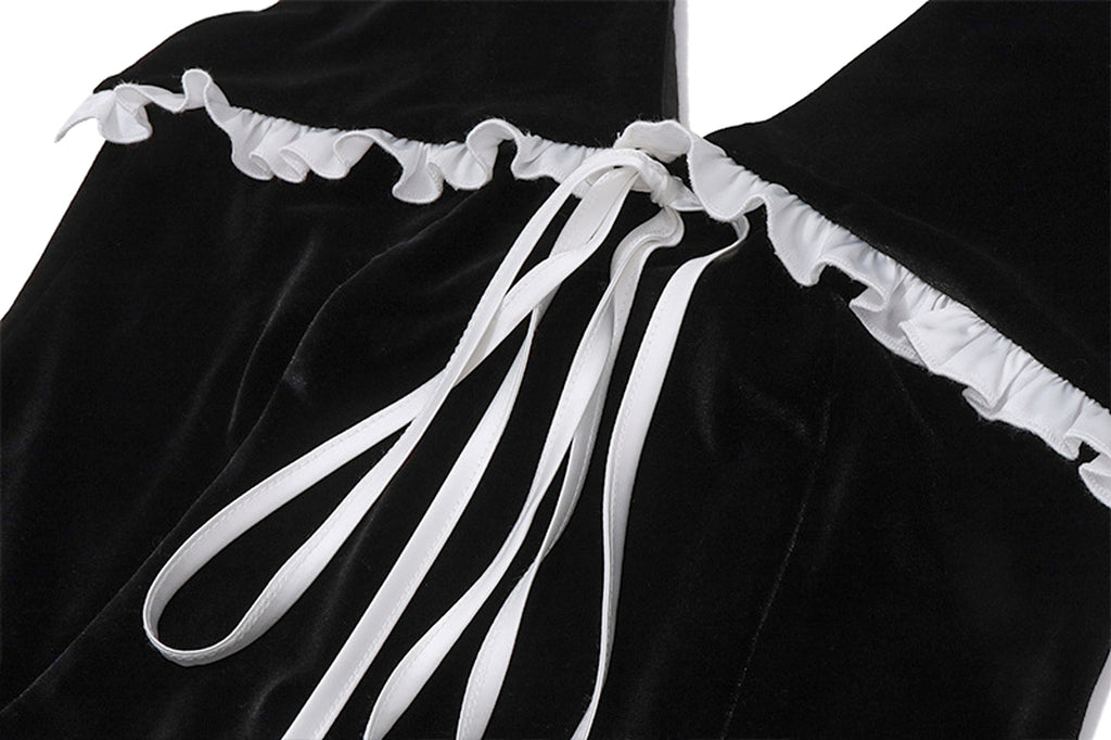 Flounce Trim Lace Up Backless Suede Slim-fit Halter Dress Women - enhanced image 8