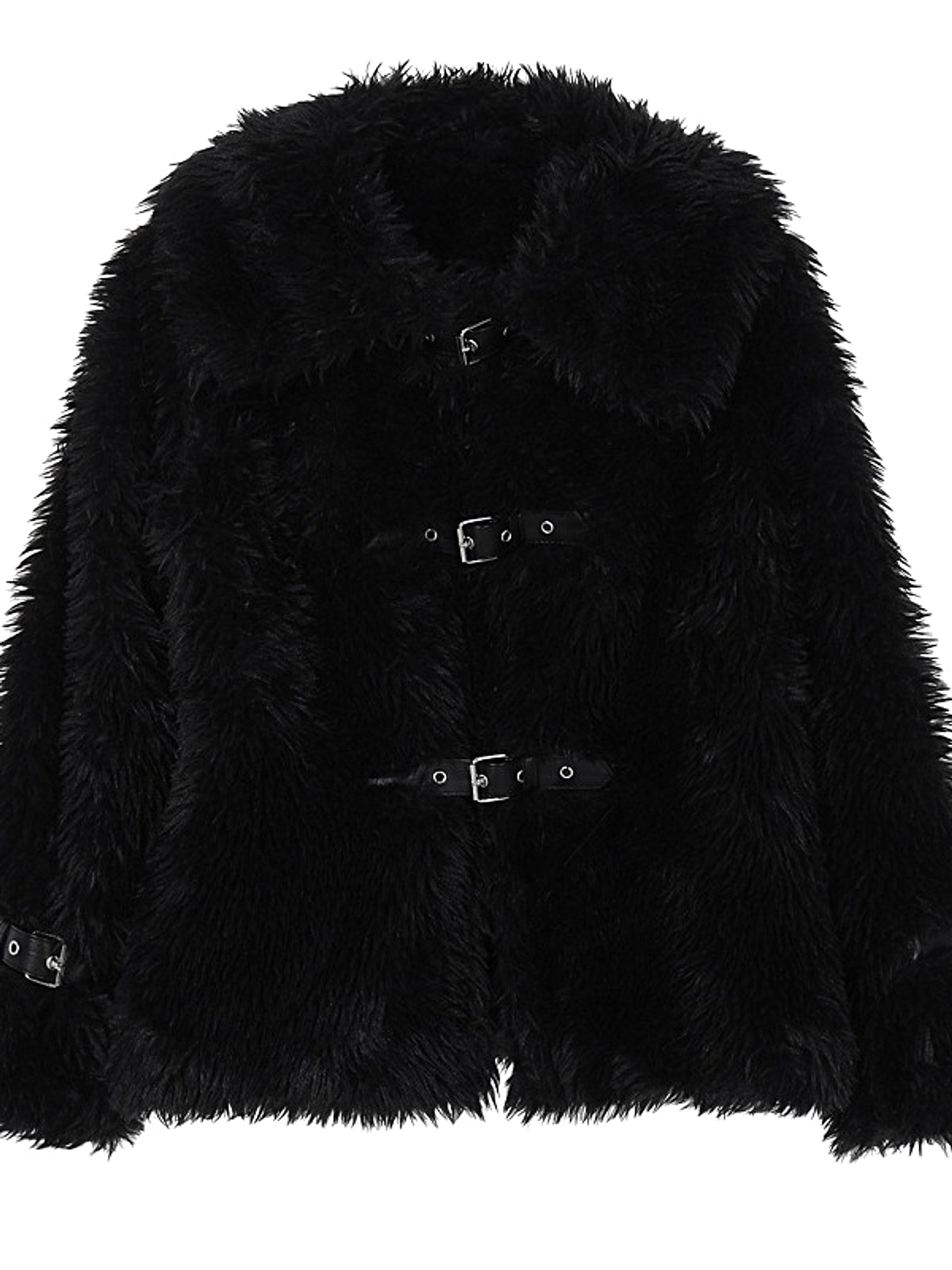 Fluffy wool & leather women 's jacket - enhanced image 8