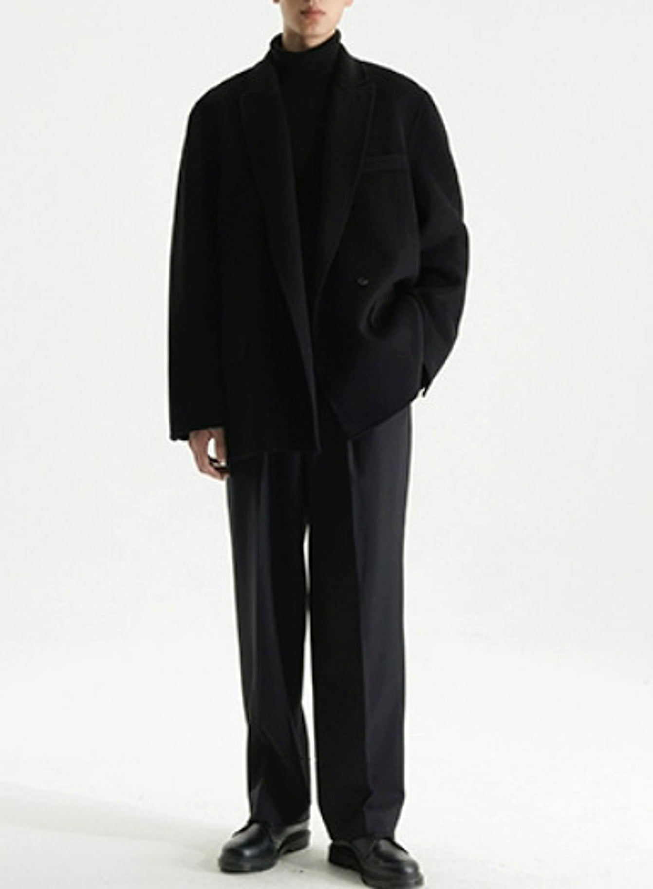 Gun Collar Double-faced Woolen Goods Woolen Suit Wool Coat For Men - enhanced image 8