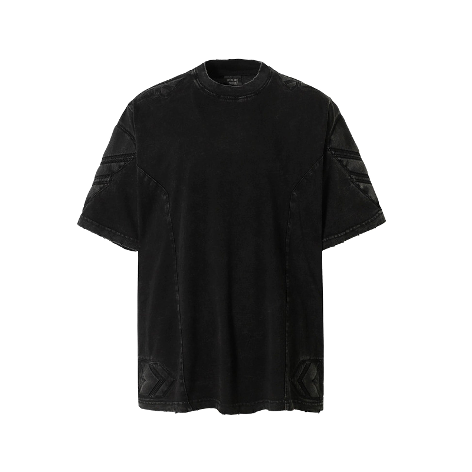 High Street Retro Washed Distressed Deconstruction Stitching Short Sleeve - enhanced image 8