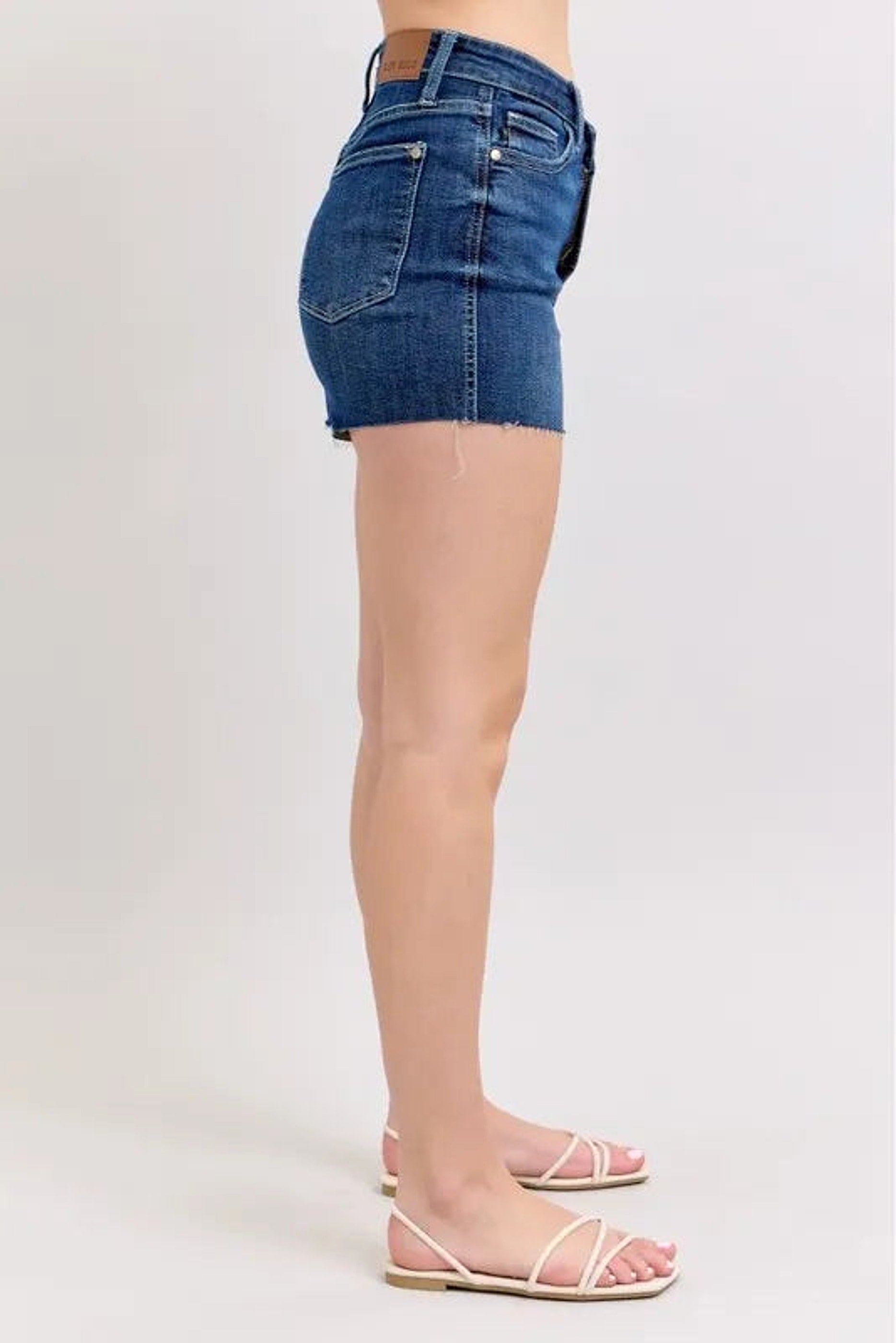 Judy Blue Full Size High Waist Criss-Cross Waistband Denim Shorts Plus Size - enhanced image 8