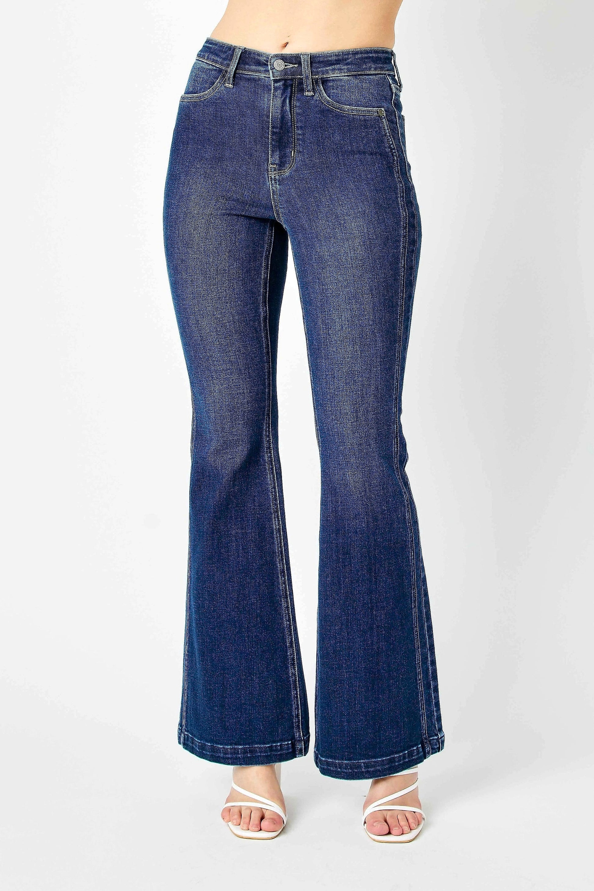 Judy Blue Full Size Hw Angled Side Seam Detail Flare Jeans Plus Size - enhanced image 8