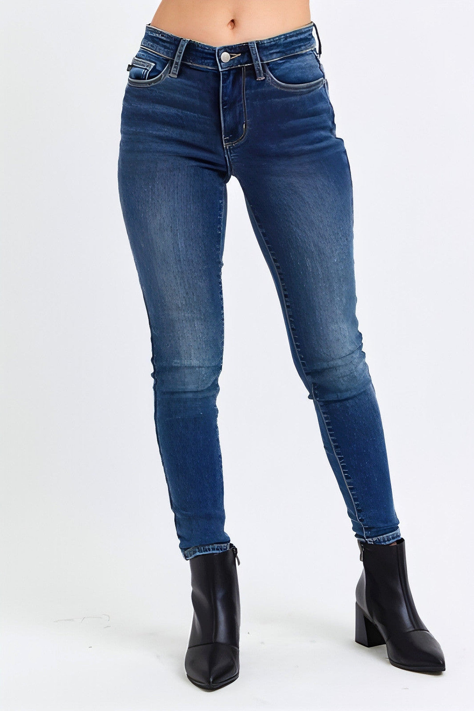 Judy Blue Full Size Run Mid-Rise Waist Skinny Jeans with Thermal Lining - enhanced image 8