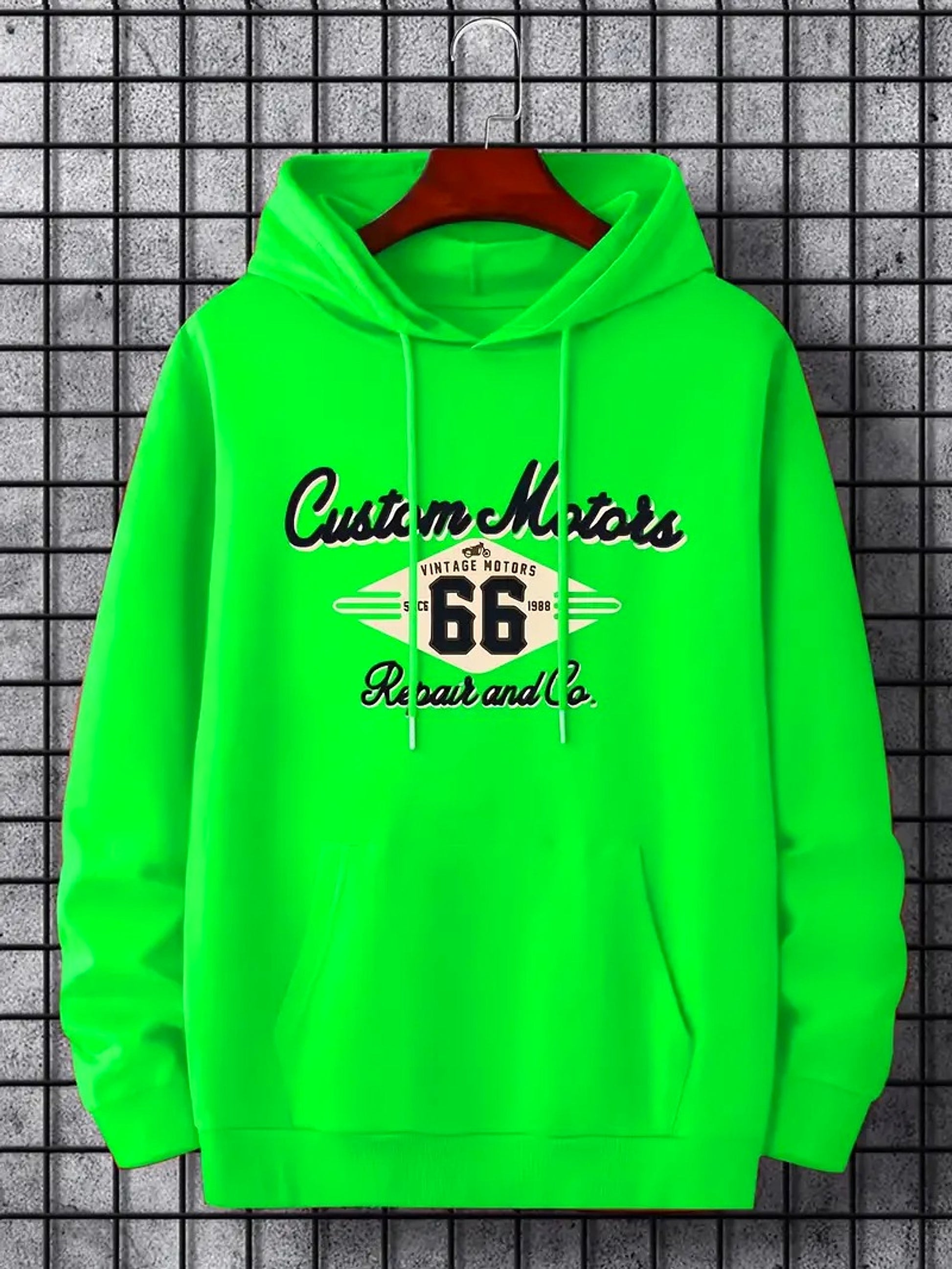 Letter Number 66 Printed Casual Hooded Pullover Sweater Mem - enhanced image 8