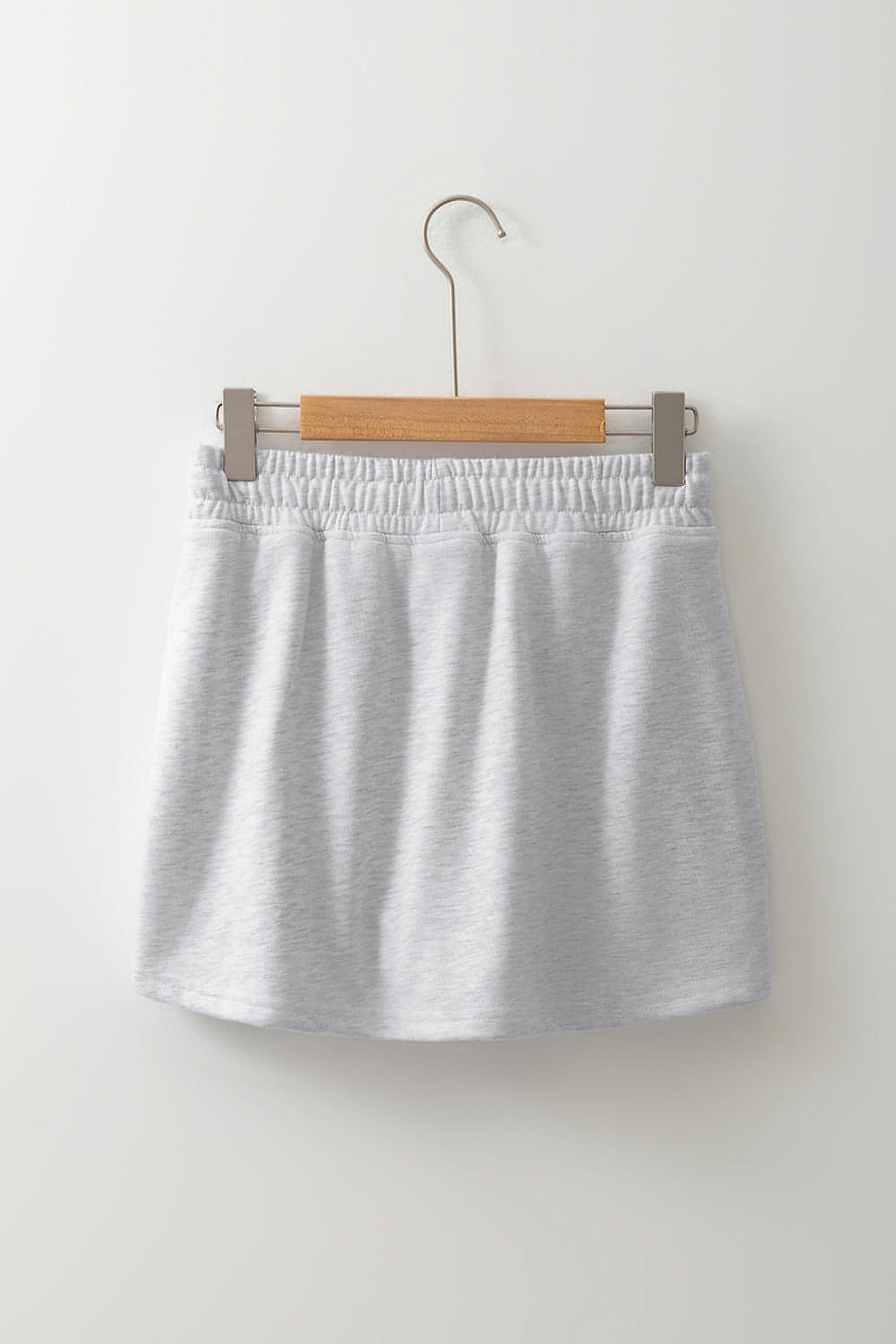 Light Grey French Terry Drawstring Mini Skort with Pockets - enhanced image 8