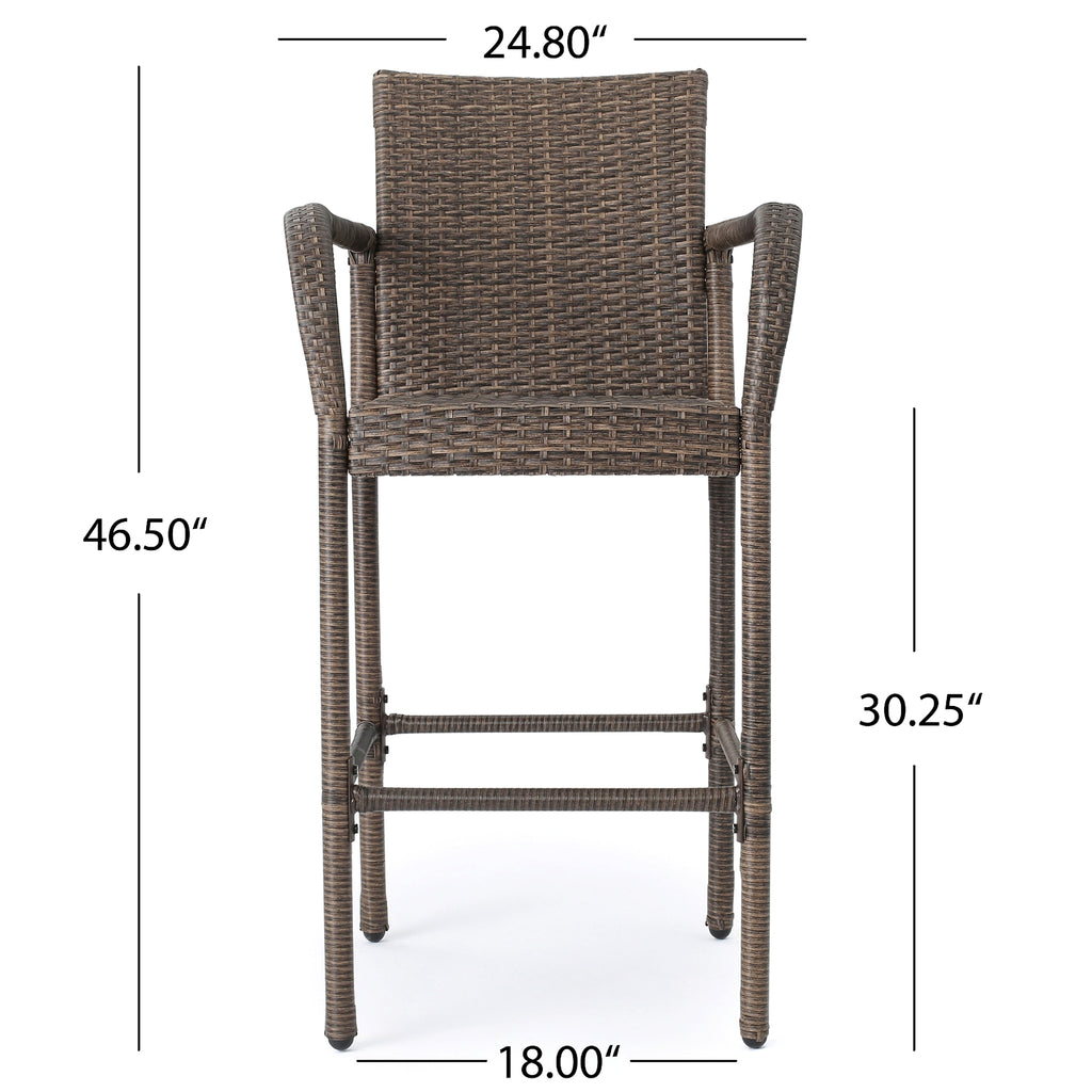 LuneluX_Home – Modern Outdoor Rattan Bar Stool (Brown) - enhanced image 8