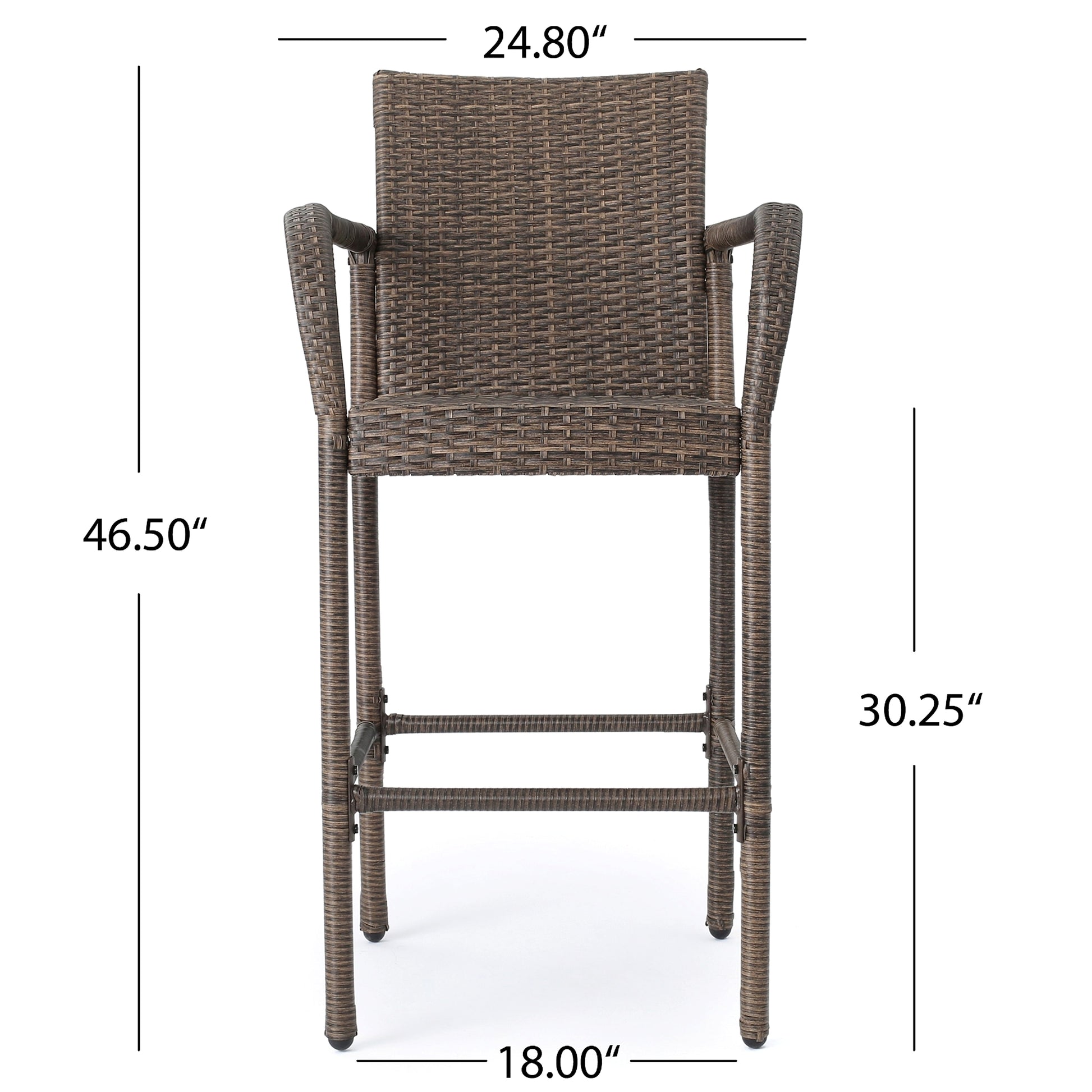 LuneluX_Home – Modern Outdoor Rattan Bar Stool (Brown) - enhanced image 8