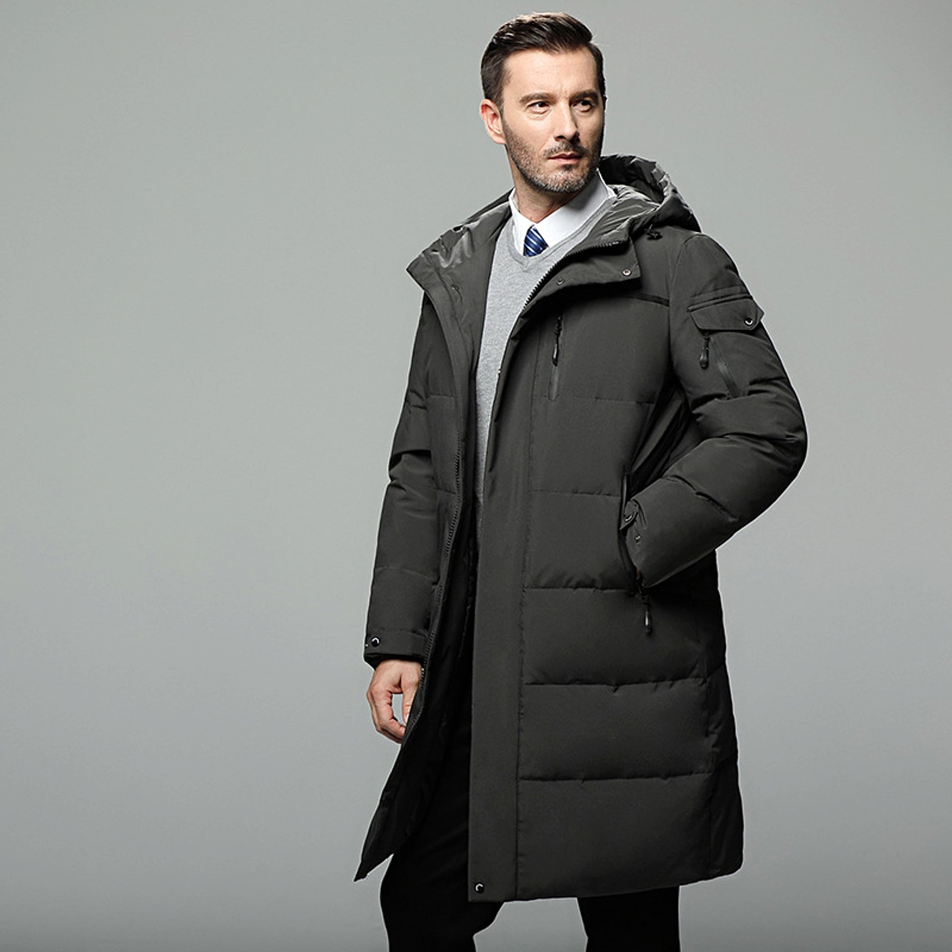 Long padded down jacket for men - enhanced image 8