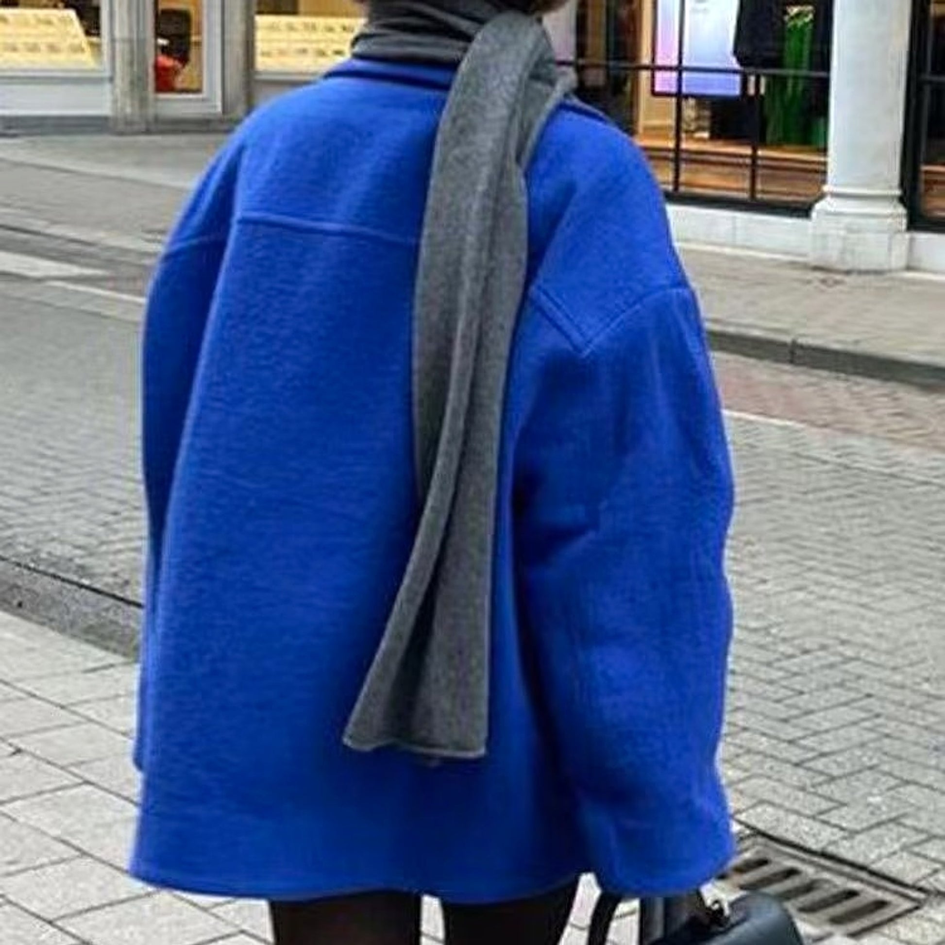 A1. Loose Double-breasted Short Design Woolen Coat - enhanced image 8