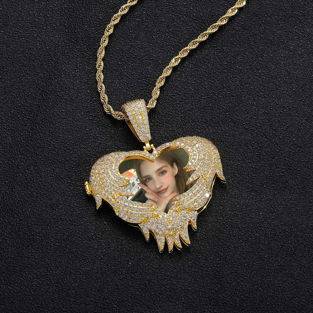 LoveShell™ – Custom Clamshell Heart Photo Pendant | Iced Out Zircon Necklace - enhanced image 8