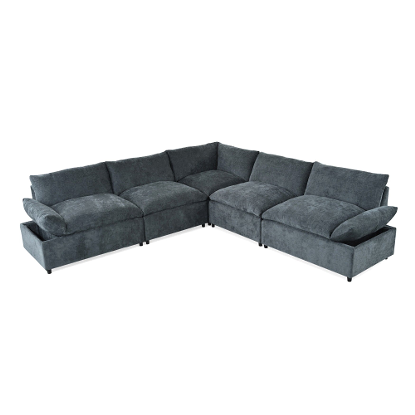 LuneluX_Home – 115.5" Modular Deep Gray Sectional Sofa with Storage & Plush Cushions - enhanced image 8