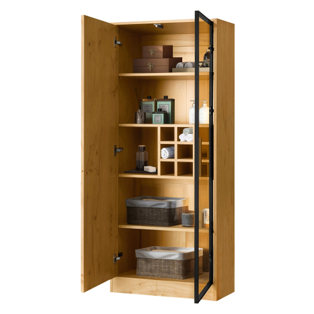 LuneluX_Home – Bathroom Cabinet with Glass Doors, LED Lighting & Wooden Finish (160 cm) - enhanced image 8