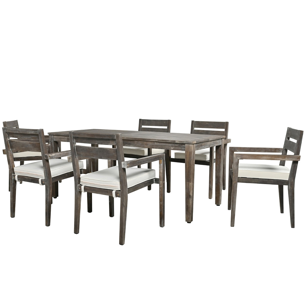 LuneluX_Home - Premium Hardwood Style Outdoor Dining Set (Grey, 6-Seater) - enhanced image 8
