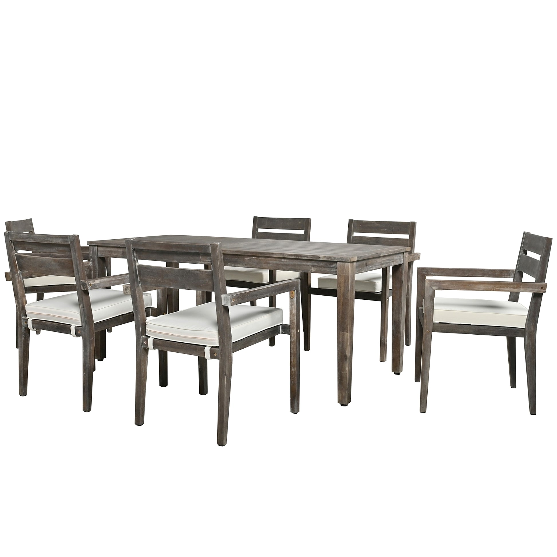 LuneluX_Home - Premium Hardwood Style Outdoor Dining Set (Grey, 6-Seater) - enhanced image 8