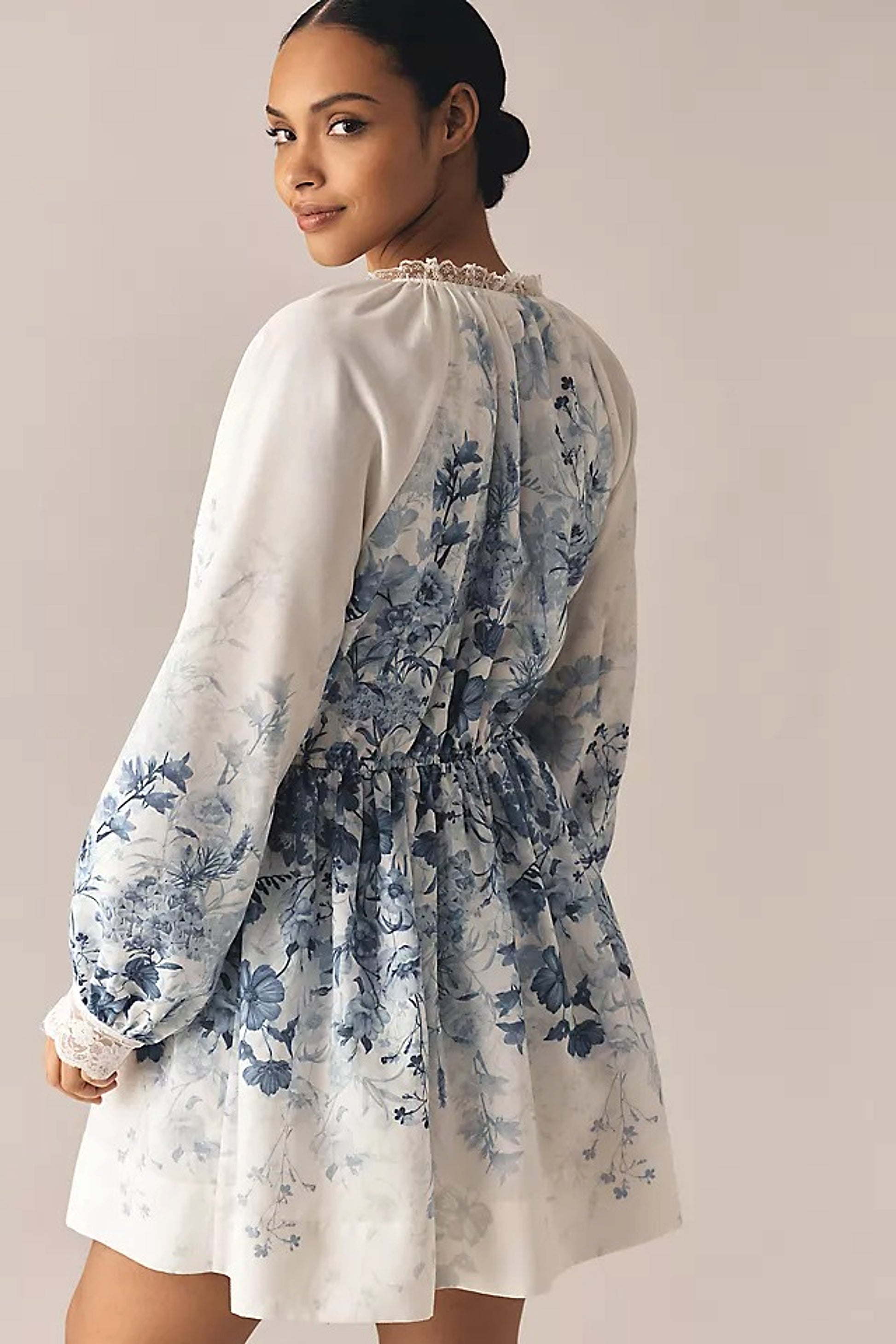 LuneluX™ – Vintage Puff Sleeve Stand Collar Dress - enhanced image 8