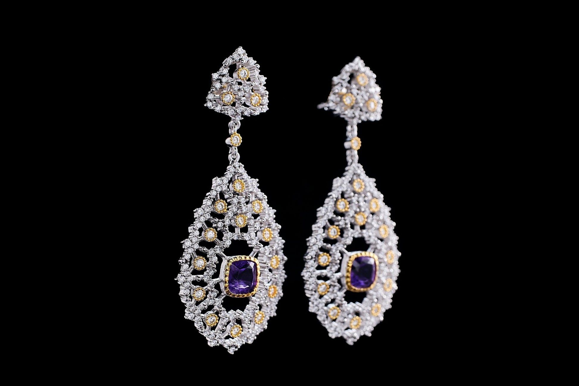 Luxury 925 Silver Plated Natural Amethyst Drop Earrings - enhanced image 8