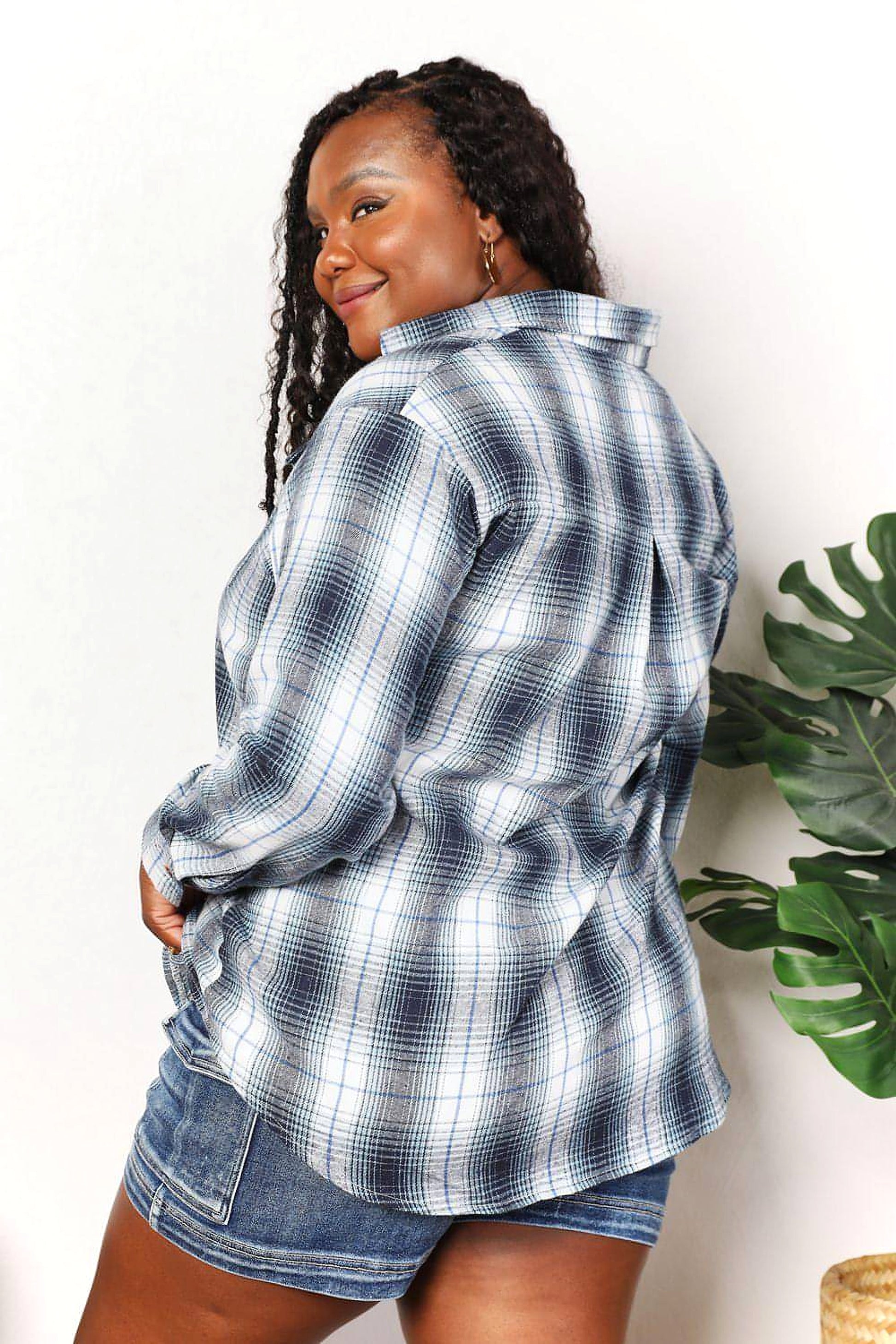 Mandy Plaid Dropped Shoulder Shirt - enhanced image 8