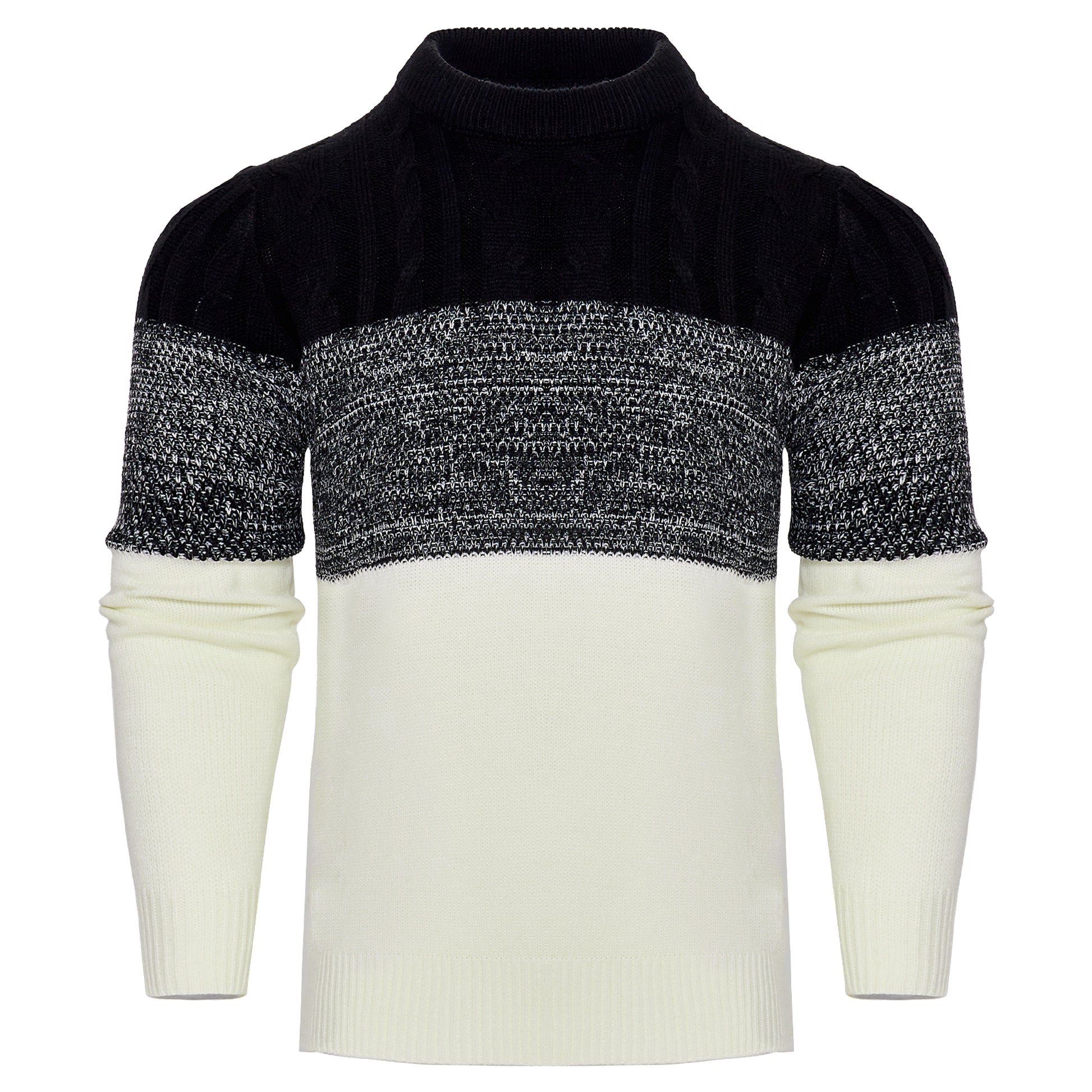 Men's Casual Color Block Long Sleeve Cable Knit Pullover Sweater - enhanced image 8