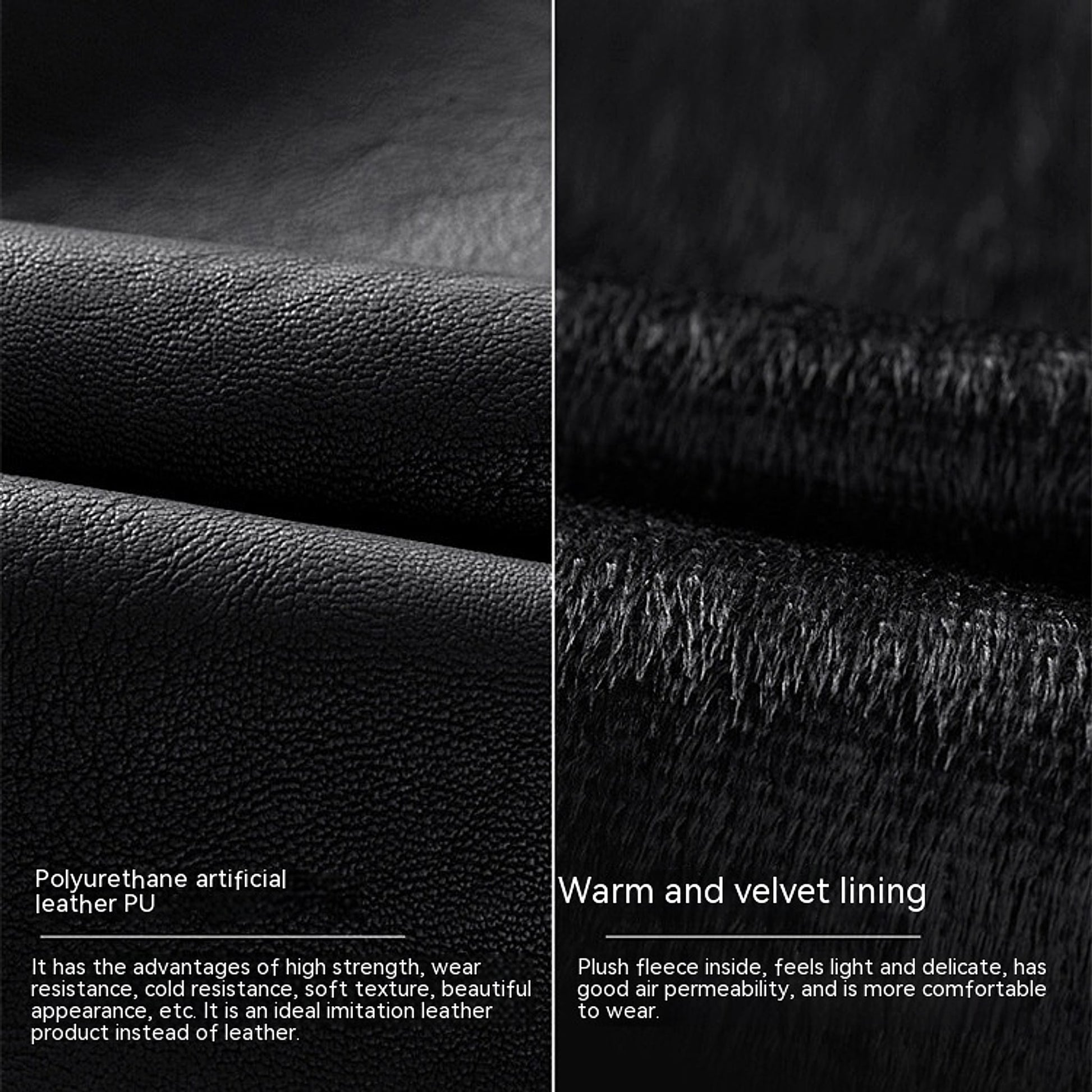 Men's Fashion Casual PU Leather Fleece Padded Coat - enhanced image 8