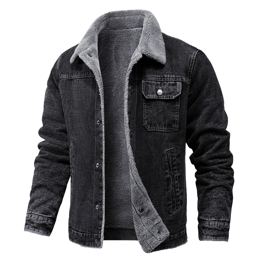 A.1 Men's Fleece-lined CottonCasual Jacket Coat Lambswool - enhanced image 8