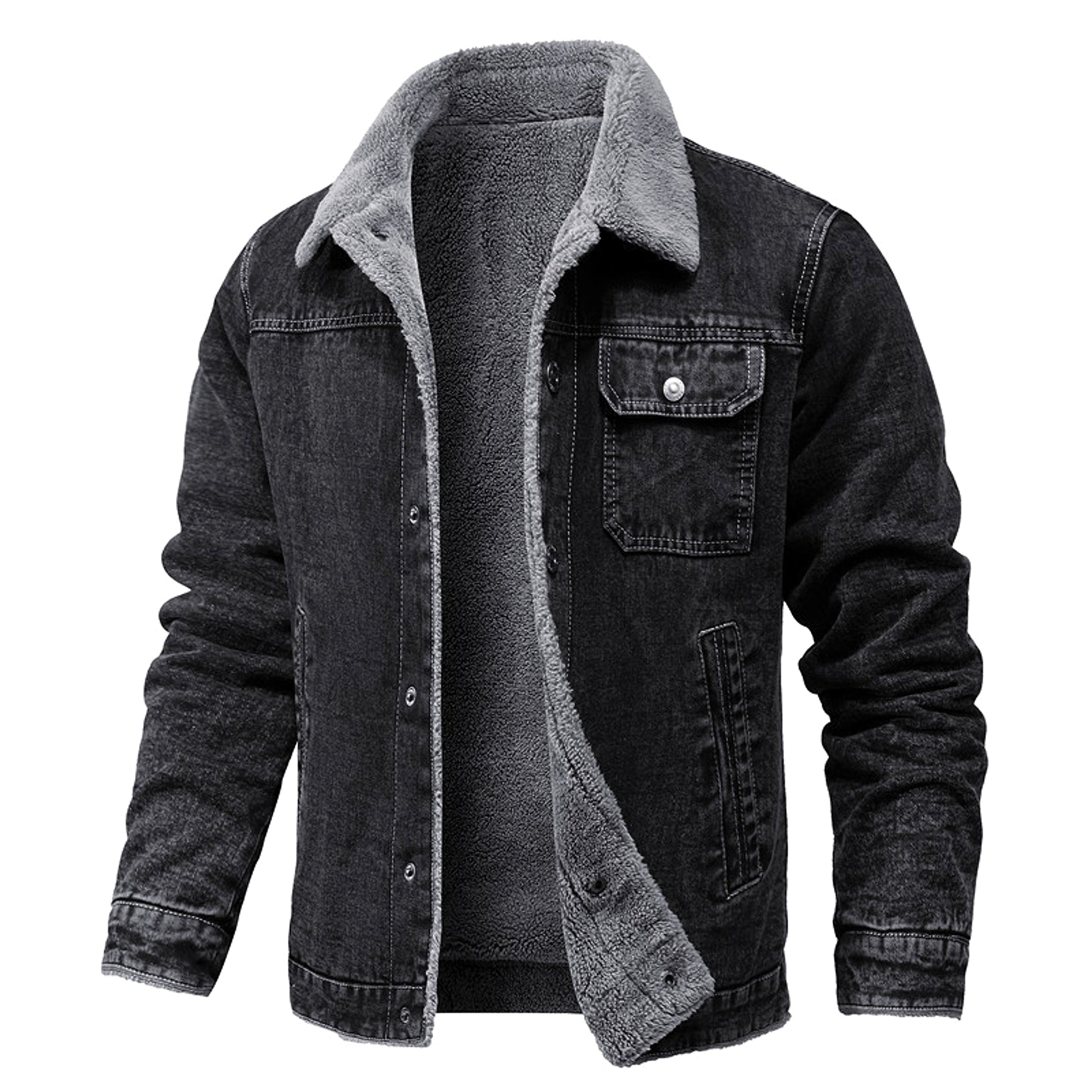 A.1 Men's Fleece-lined CottonCasual Jacket Coat Lambswool - enhanced image 8