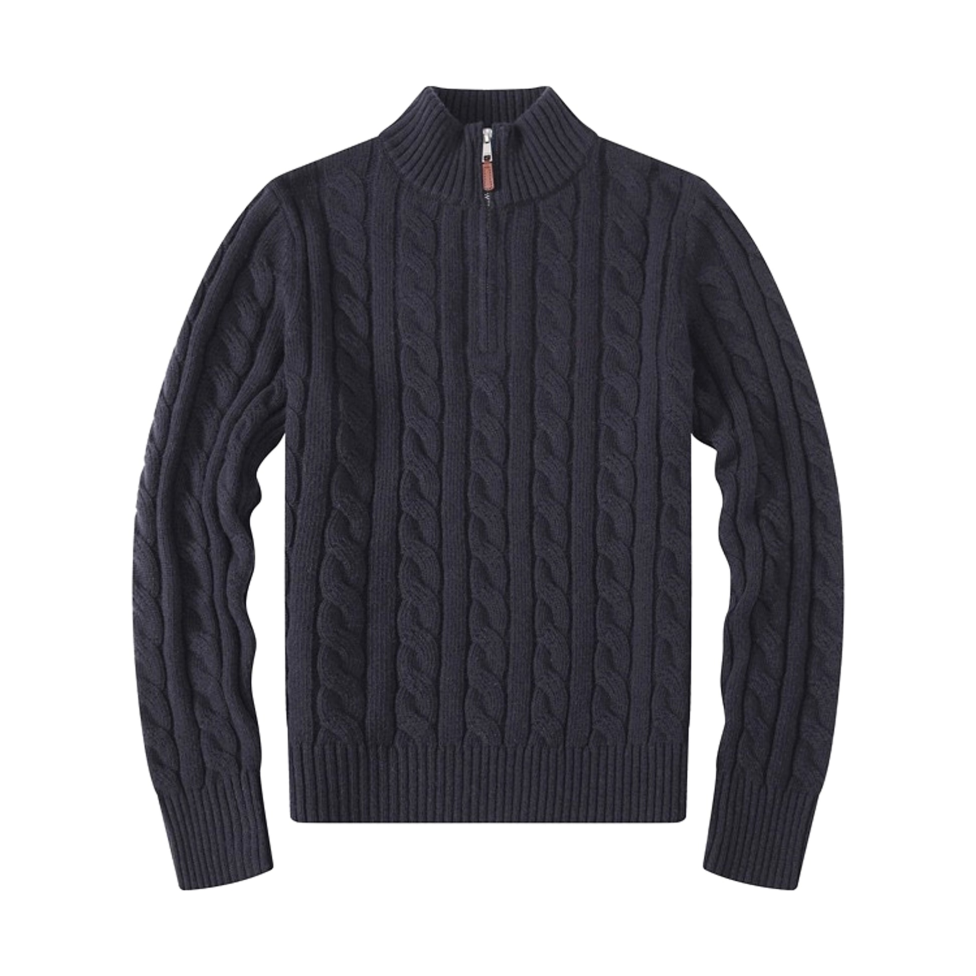 Men's Half-height Zip Twist Knit Bottoming Shirt - enhanced image 8