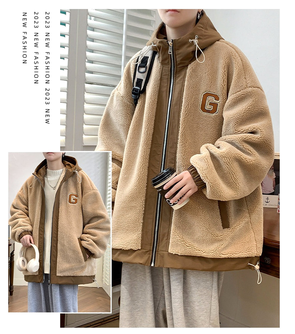 Men's Lamb Wool Student Versatile Thickened Padded Polar Fleece Cotton-padded Jacket - enhanced image 8