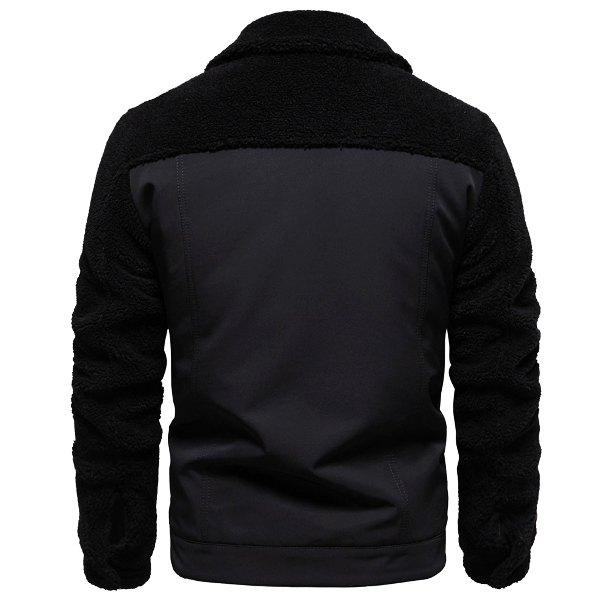 Men's New Jacket Fashion Casual Patchwork Lamb Wool Coat - enhanced image 8