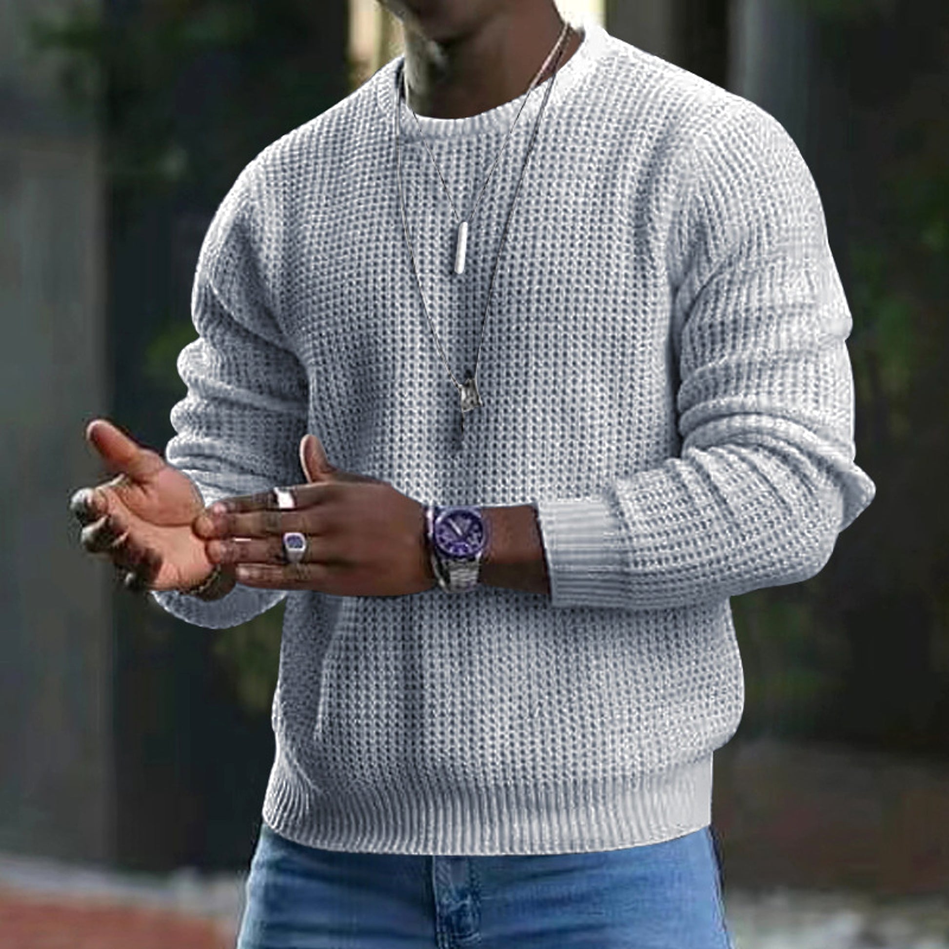 Men's New Youth Round Neck Long Sleeve Pullover Sweater - enhanced image 8