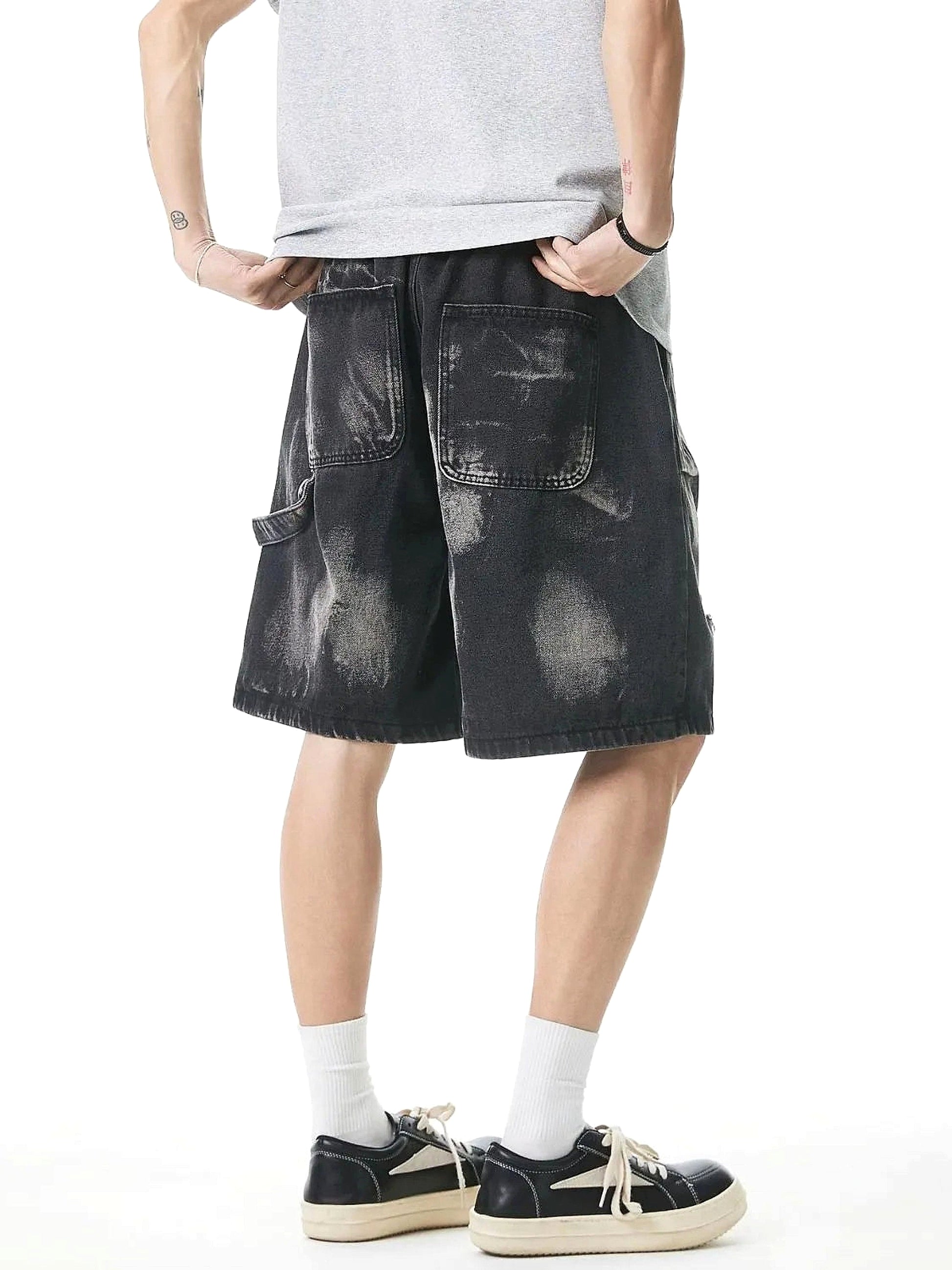 Men's Plus Size Distressed Cargo Denim Shorts - enhanced image 8