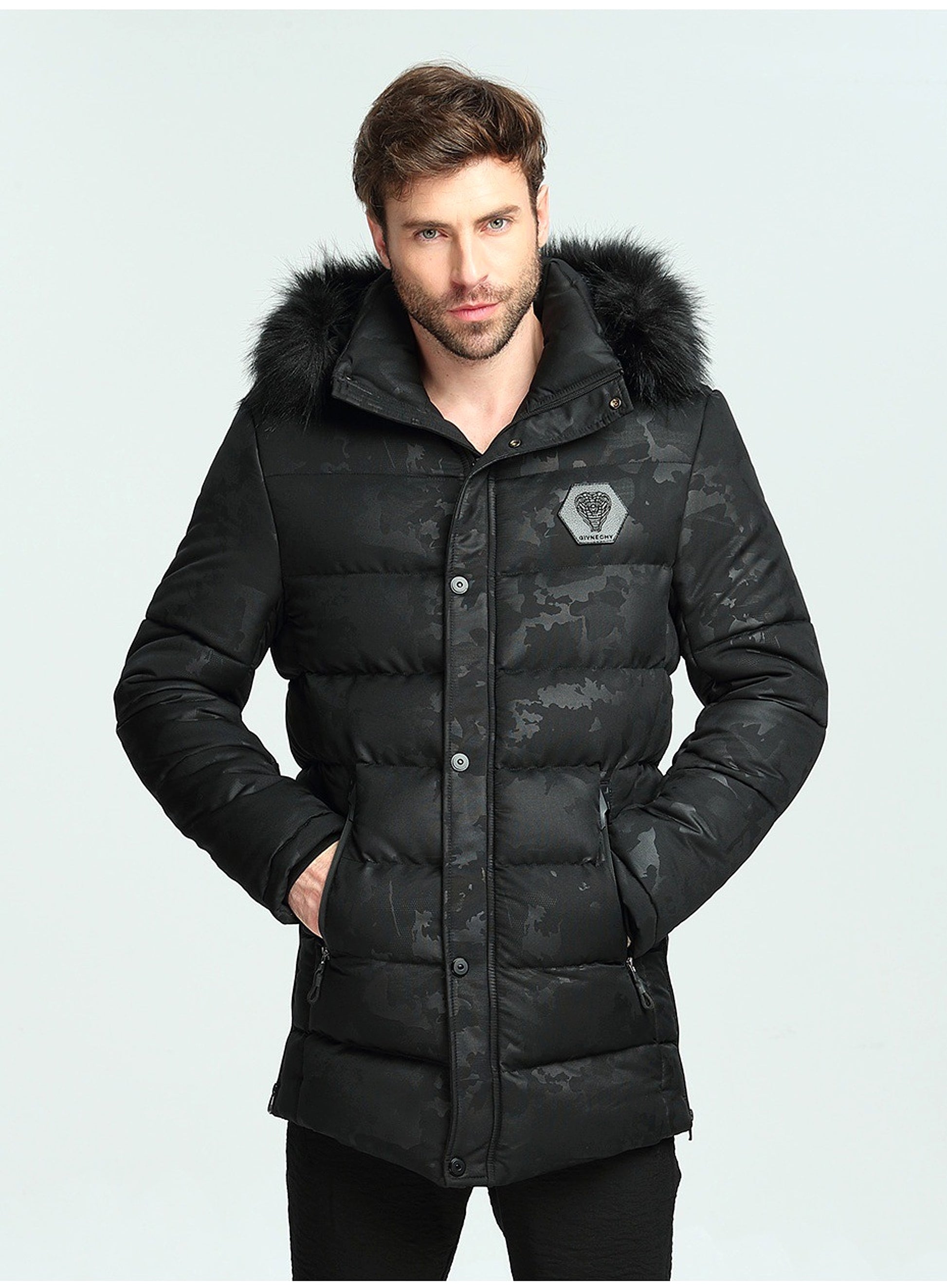 Men's Short Thickened Winter Outdoor Cotton-padded Clothing British Fur Collar Coat Jacket - enhanced image 8