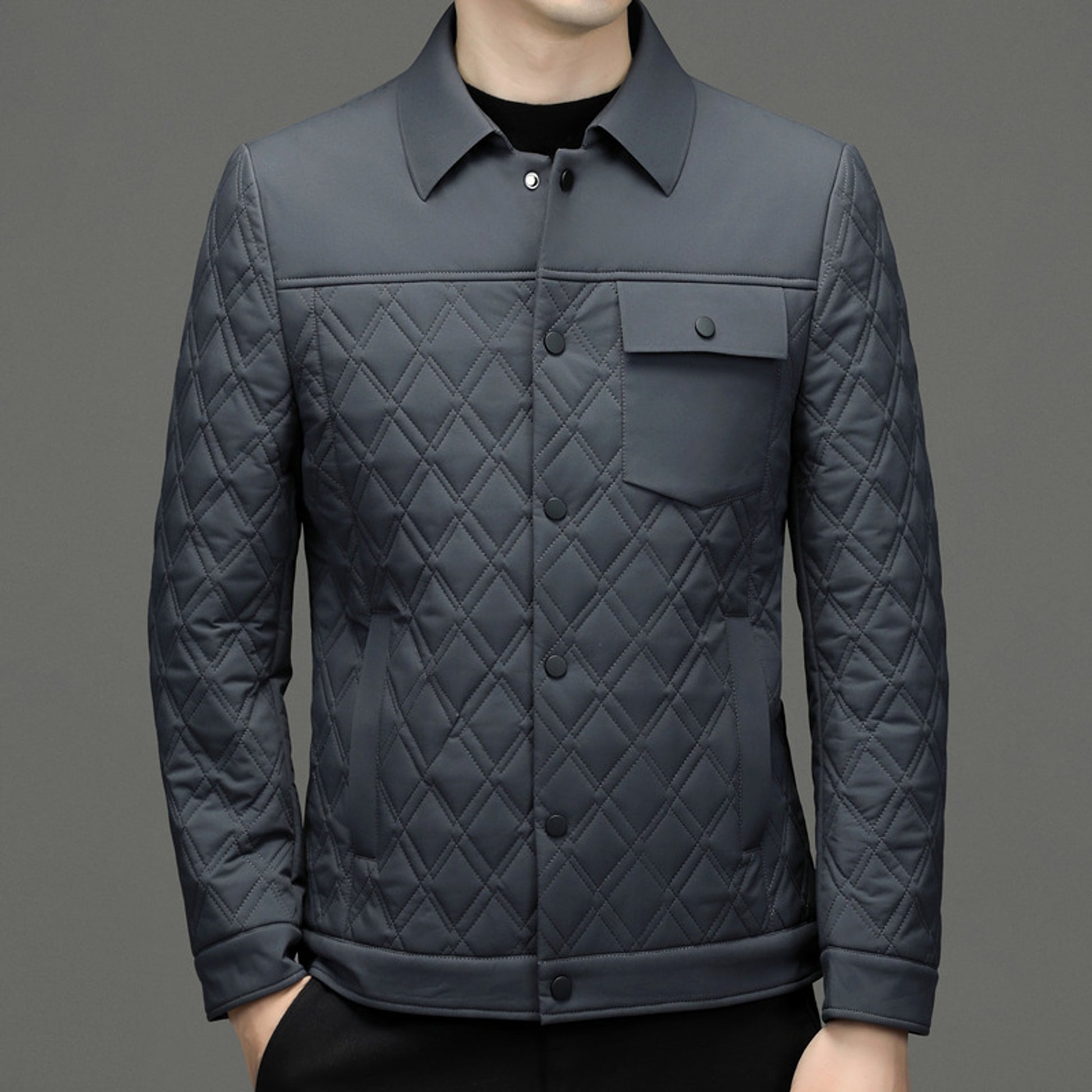 Men's Simple Casual Cotton-padded Jacket With Mulberry Silk - enhanced image 8