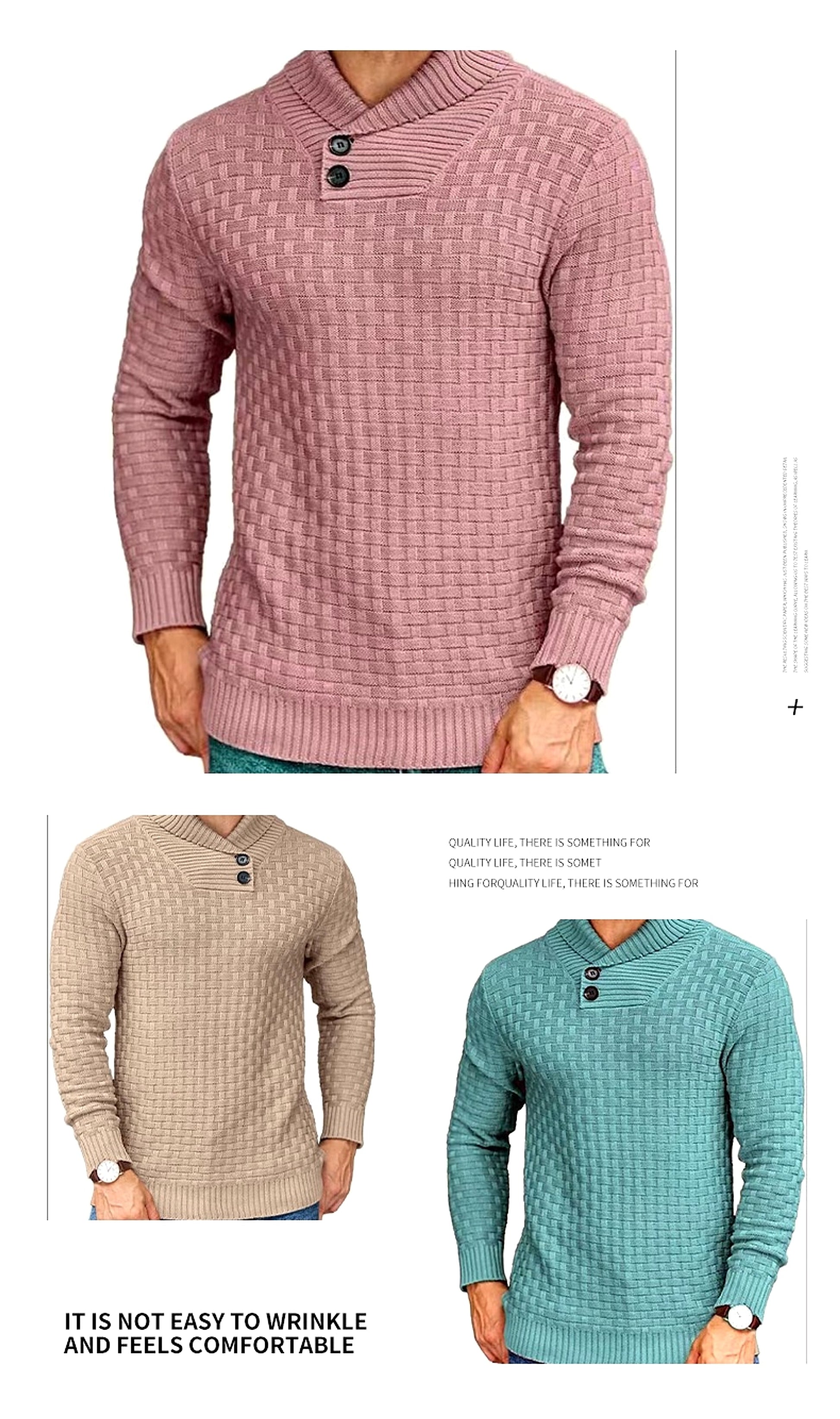 Chic Buttoned Slim Turtleneck Sweater for Men - enhanced image 8