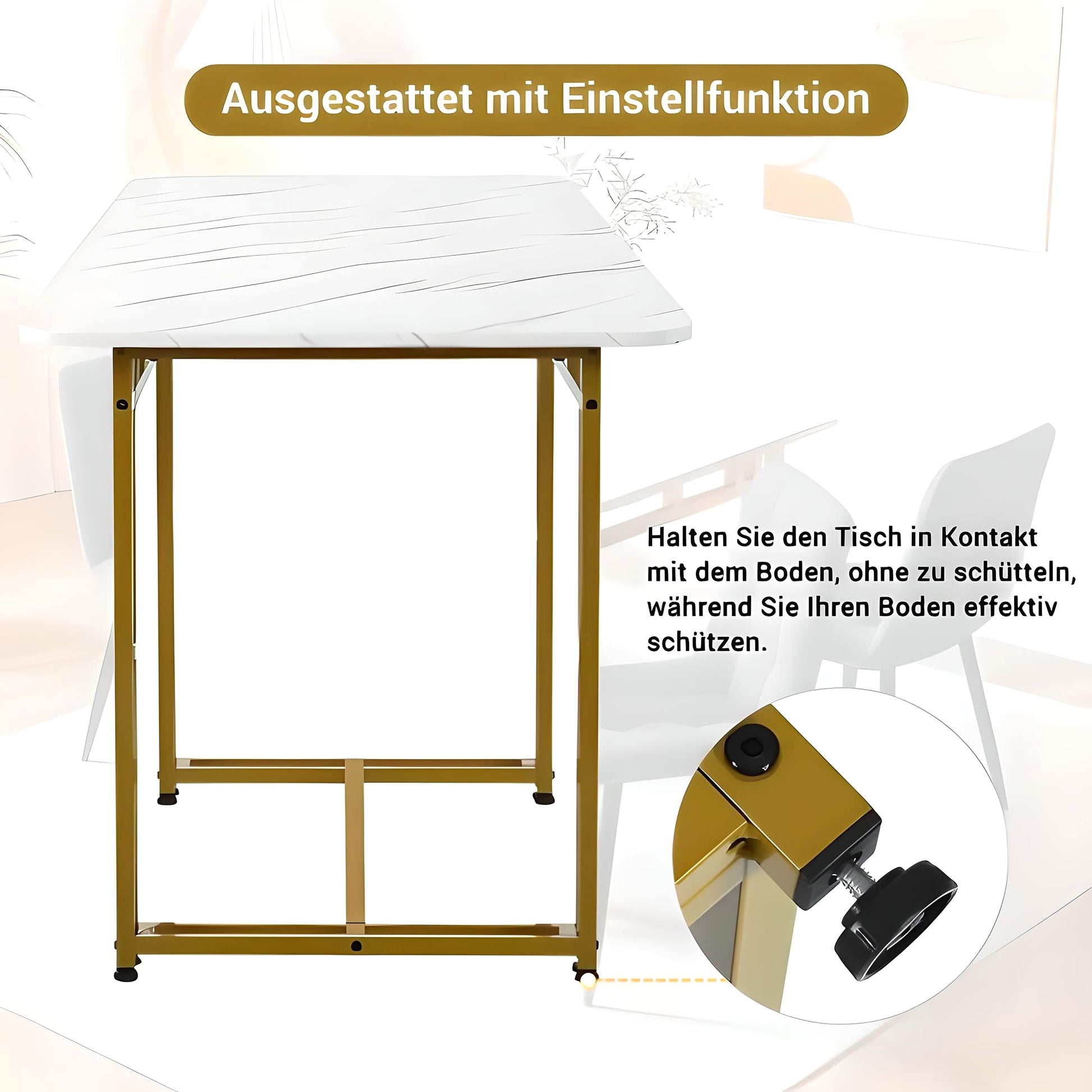LuneluX_Home – Modern Rectangular Dining Table with Golden Metal Frame (120×70 cm) - enhanced image 8