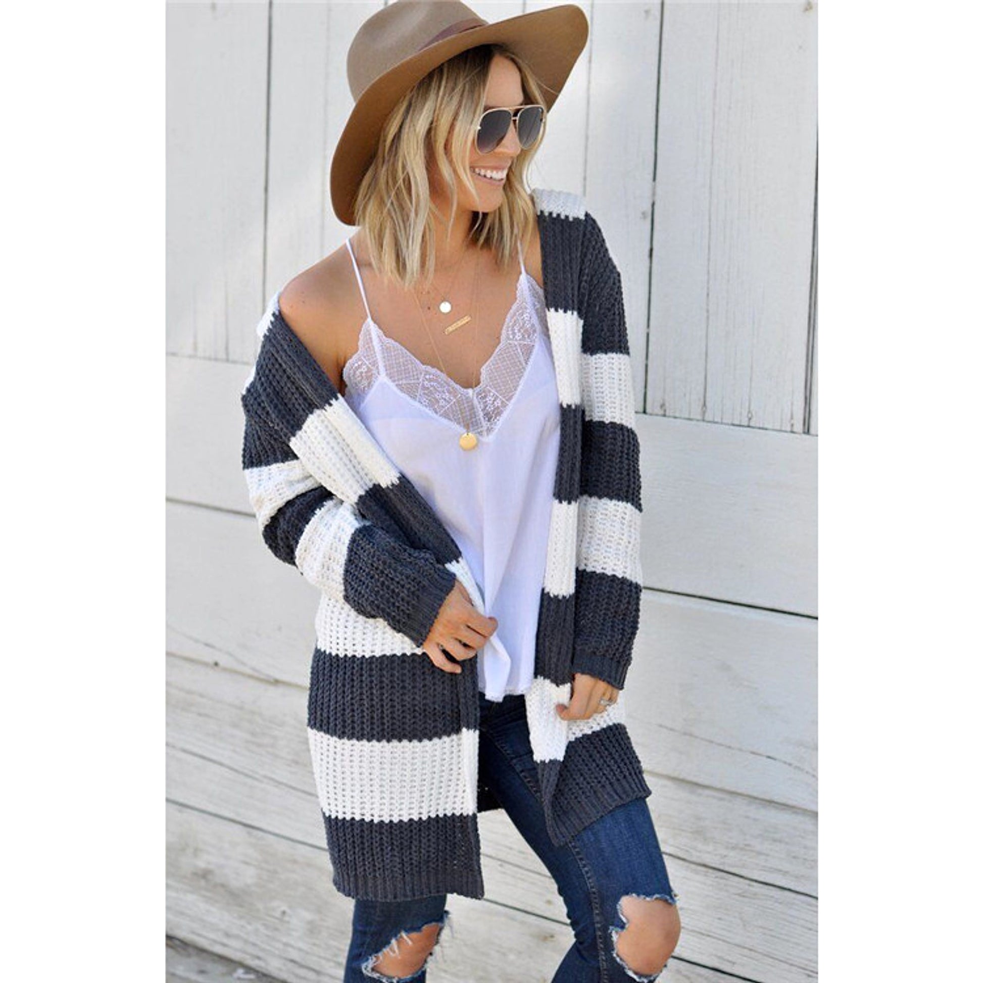 Mid-color Hooded Mid-length Cardigan Jacket Women Sweater - enhanced image 8