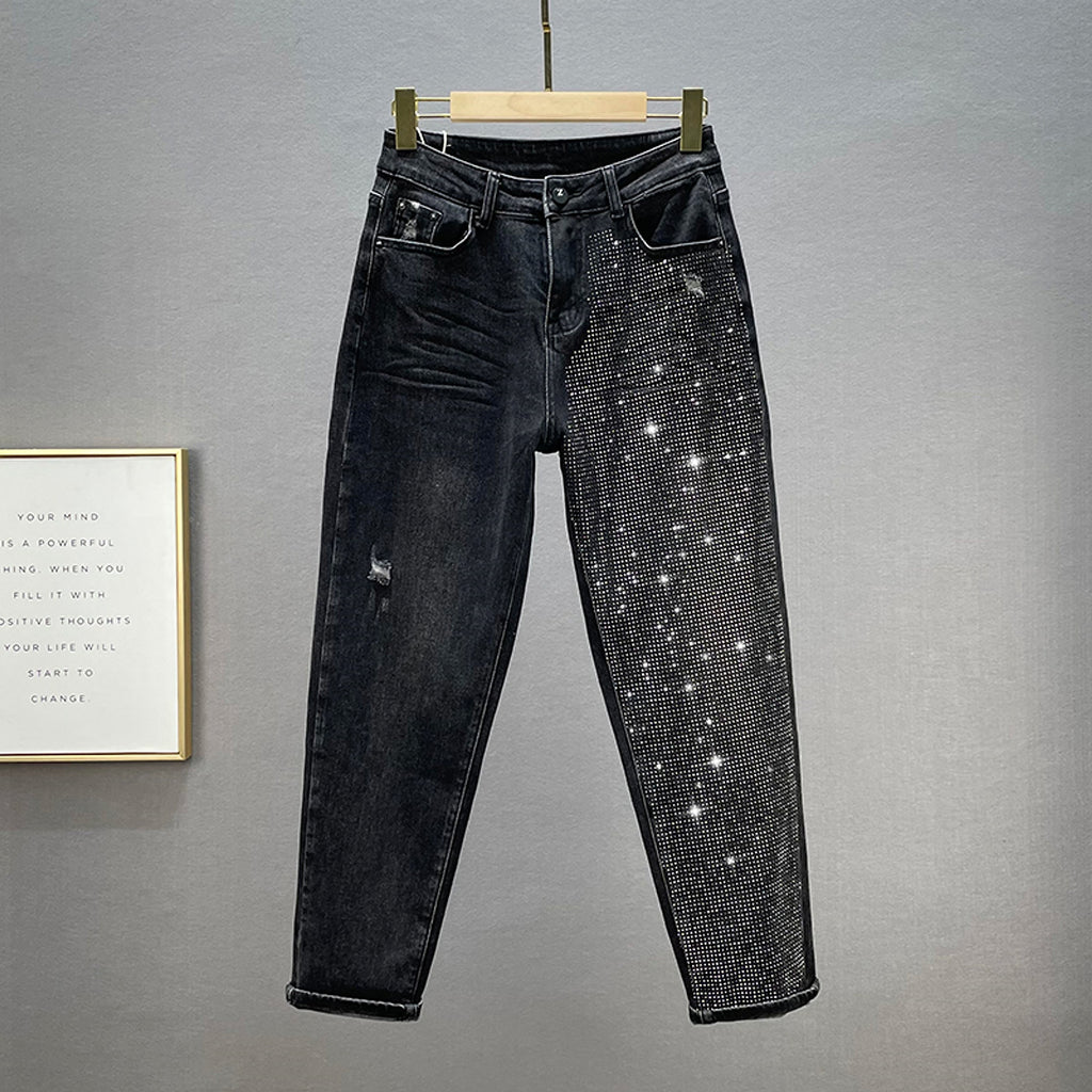 Midnight Spark Rhinestone Jeans – Haute Edition 25 - enhanced image 8