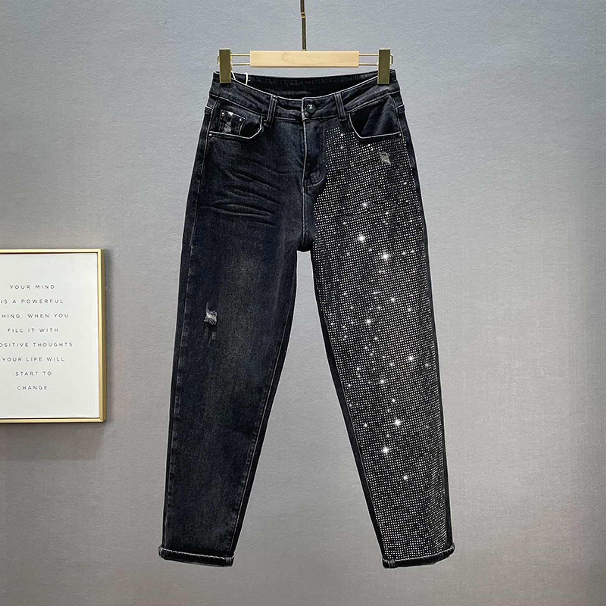 Midnight Spark Rhinestone Jeans – Haute Edition 25 - enhanced image 8