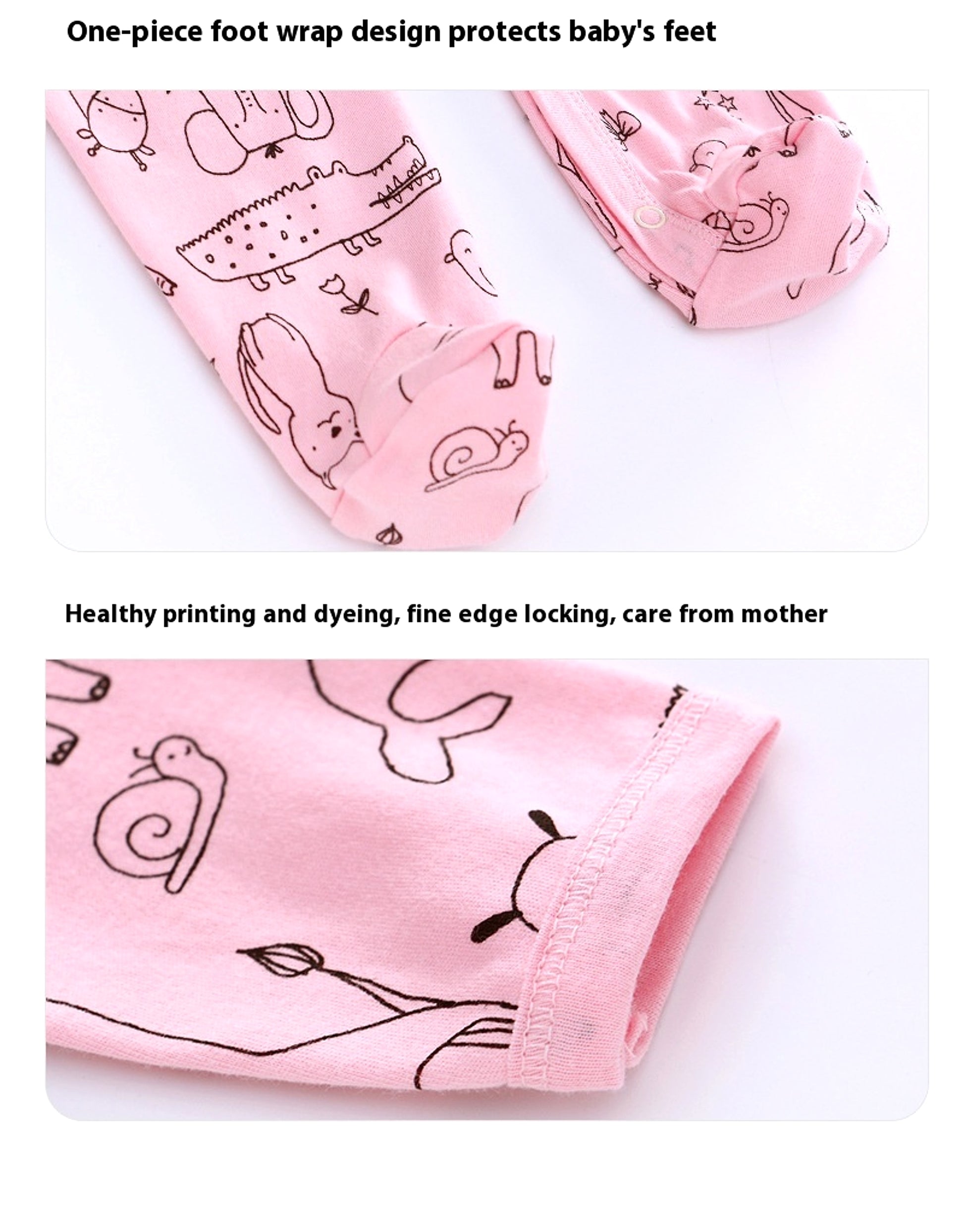 MiniSnug™ – Long Sleeve Baby Romper with Animal Print - enhanced image 8